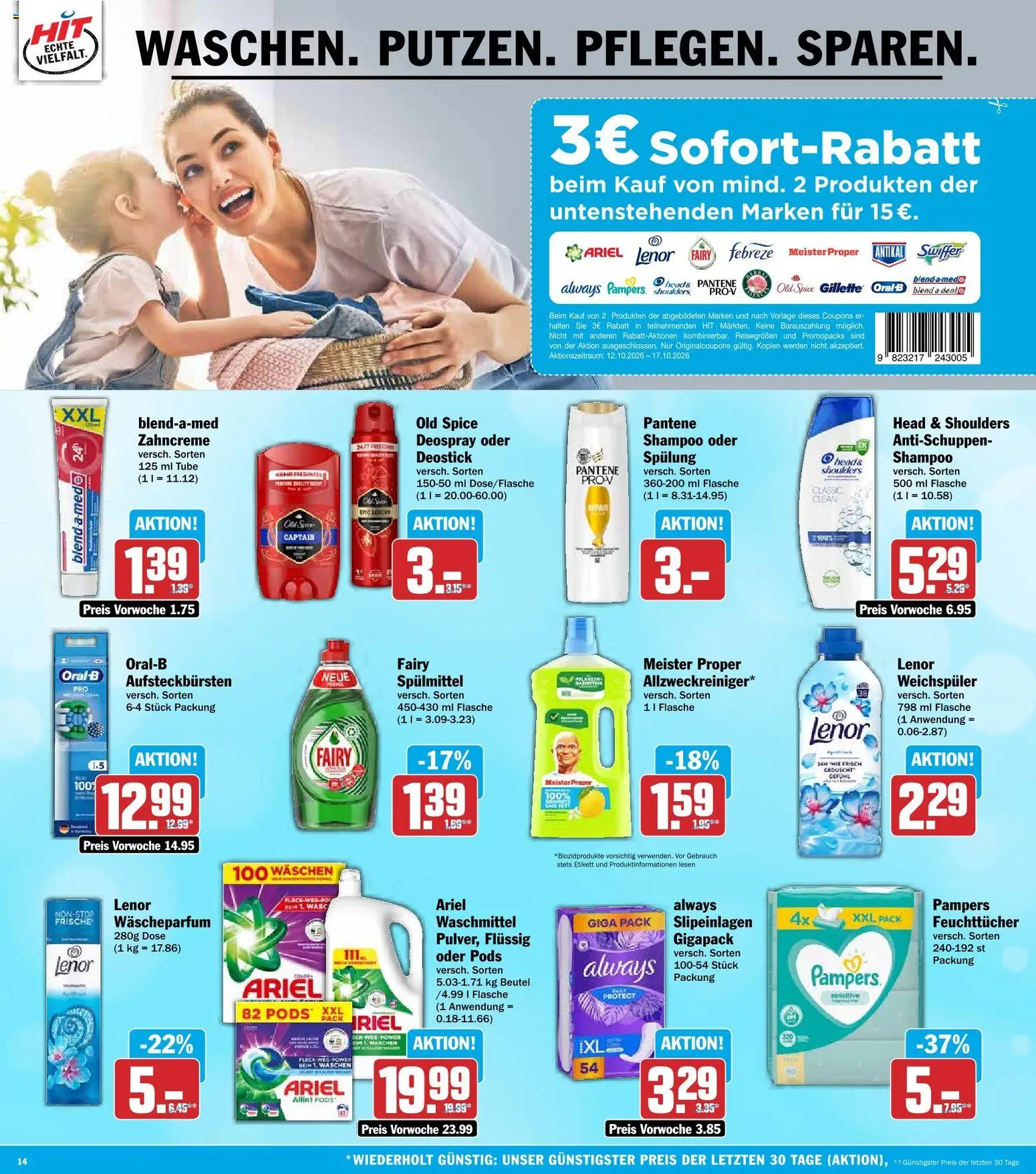 HIT Prospekt – gültig ab 12.10.2026 | Seite: 14 | Produkte: Lenor, Shampoo, Weichspüler, Waschmittel