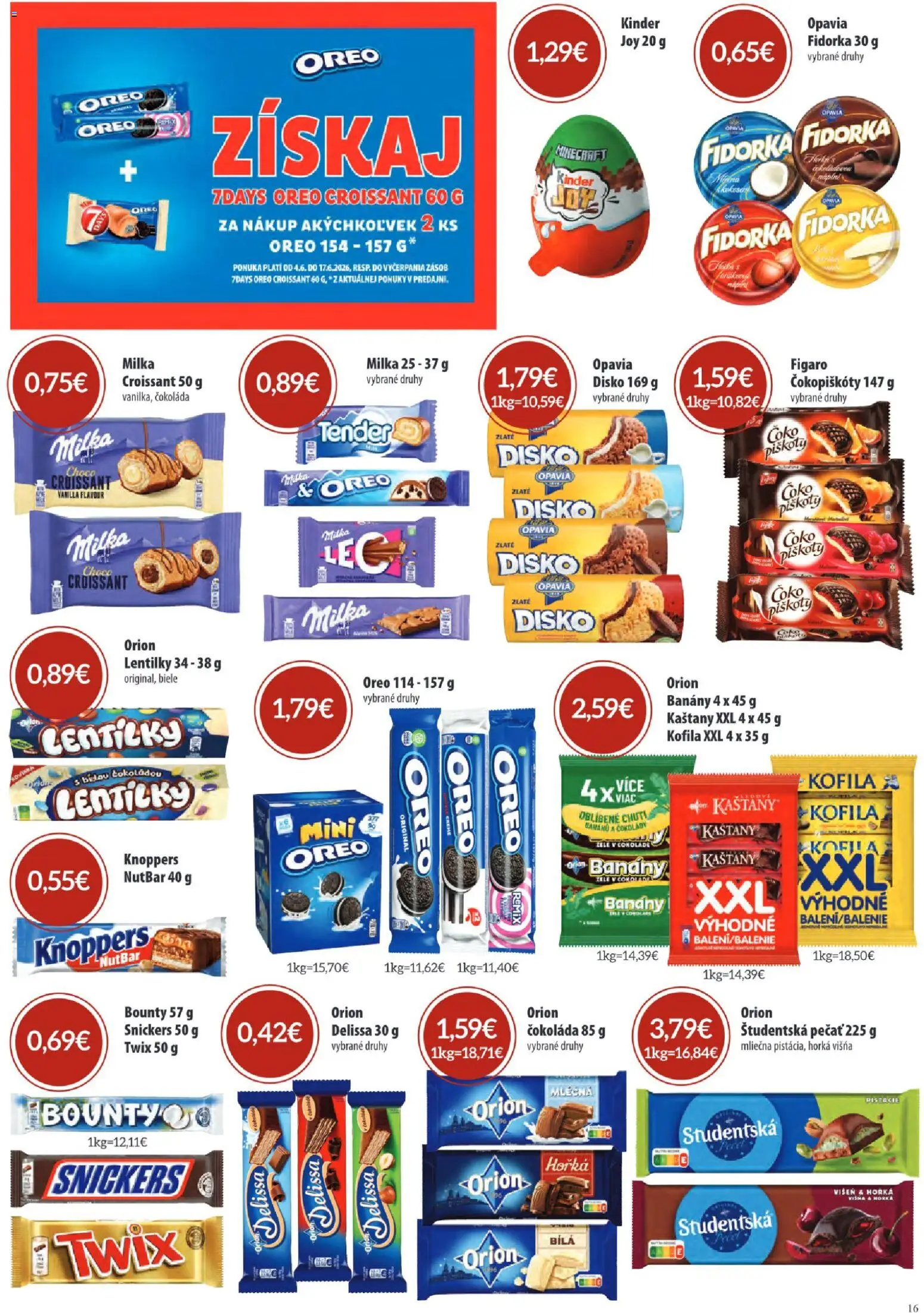 Nové Sintra akcie – leták je platný od 04.06.2026 | Strana: 16 | Produkty: Banány, Croissant, Čokoláda, Milka