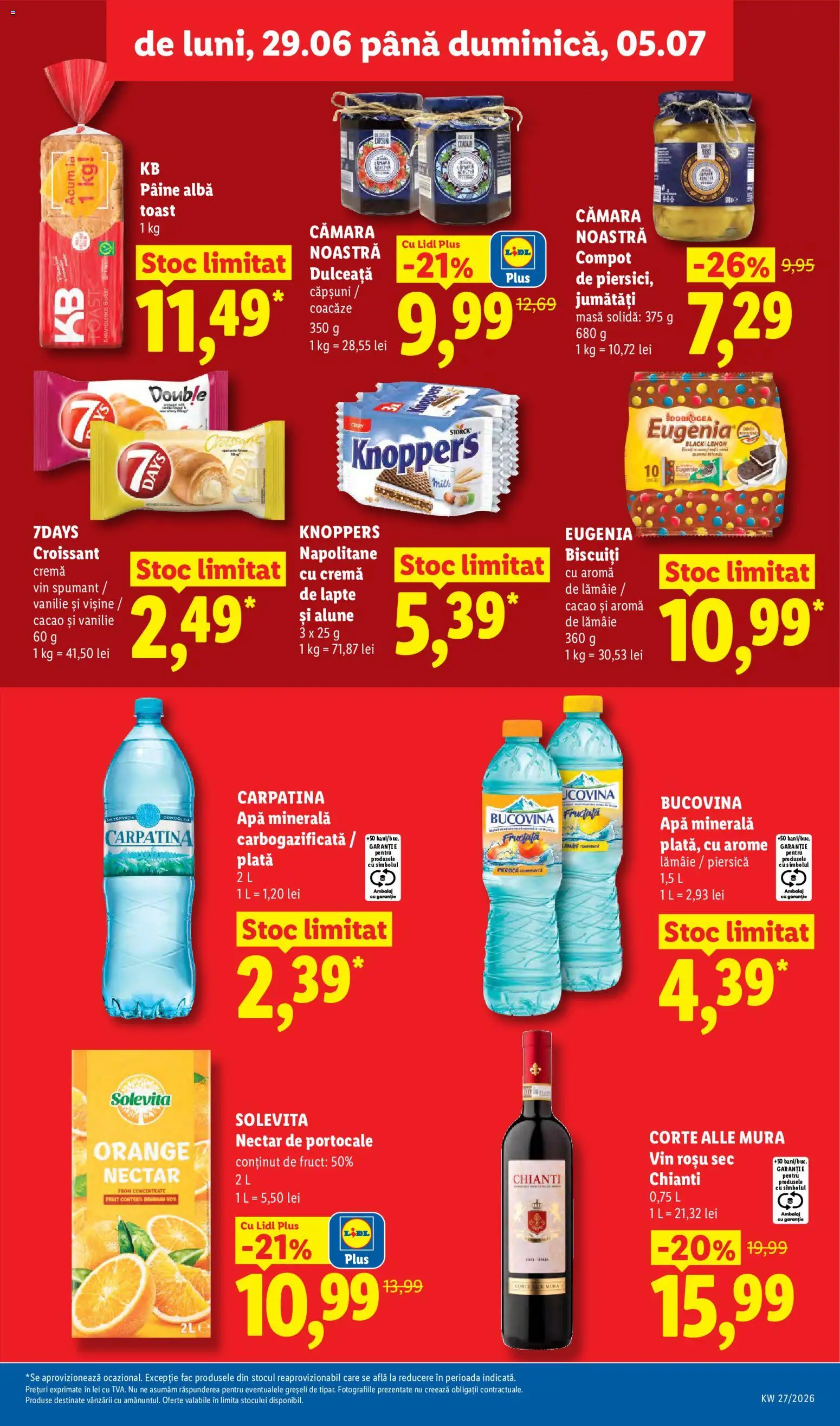 Noul catalog Lidl – valabil de la 29.06.2026 | Pagină: 13 | Produse: Piersică, Napolitane, Cremă, Cacao