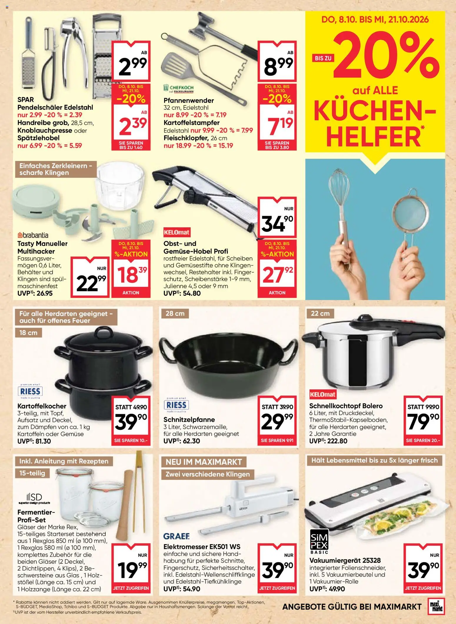 Maximarkt Flugblatt gültig ab 08.10.2026 | Seite: 5 | Produkte: Kartoffeln, Gemüse, Obst, Lebensmittel