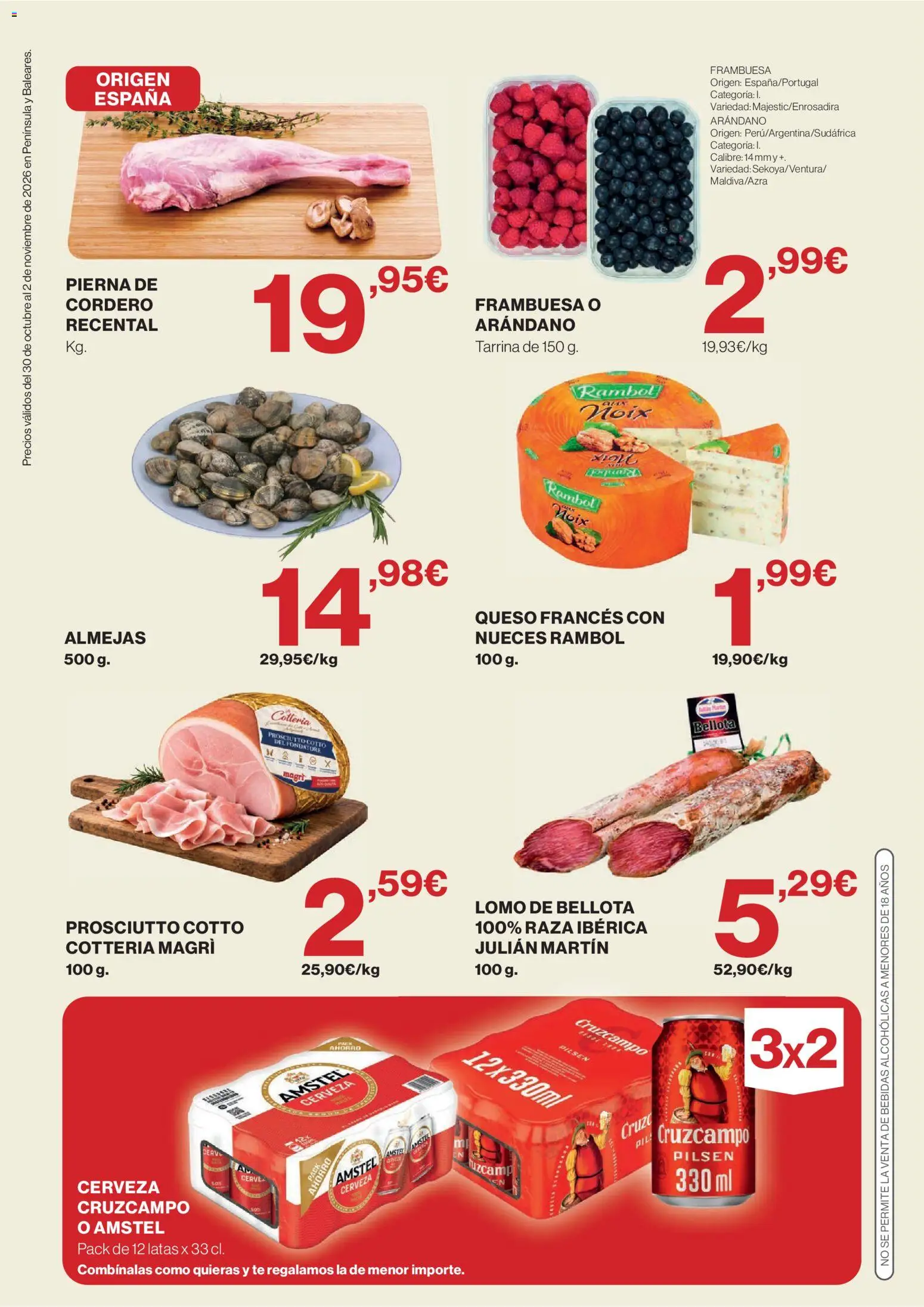 Hipercor Solo 3 días │ válido desde el 30/10/2026 | Página: 2 | Productos: Nueces, Té, Cordero, Bebidas