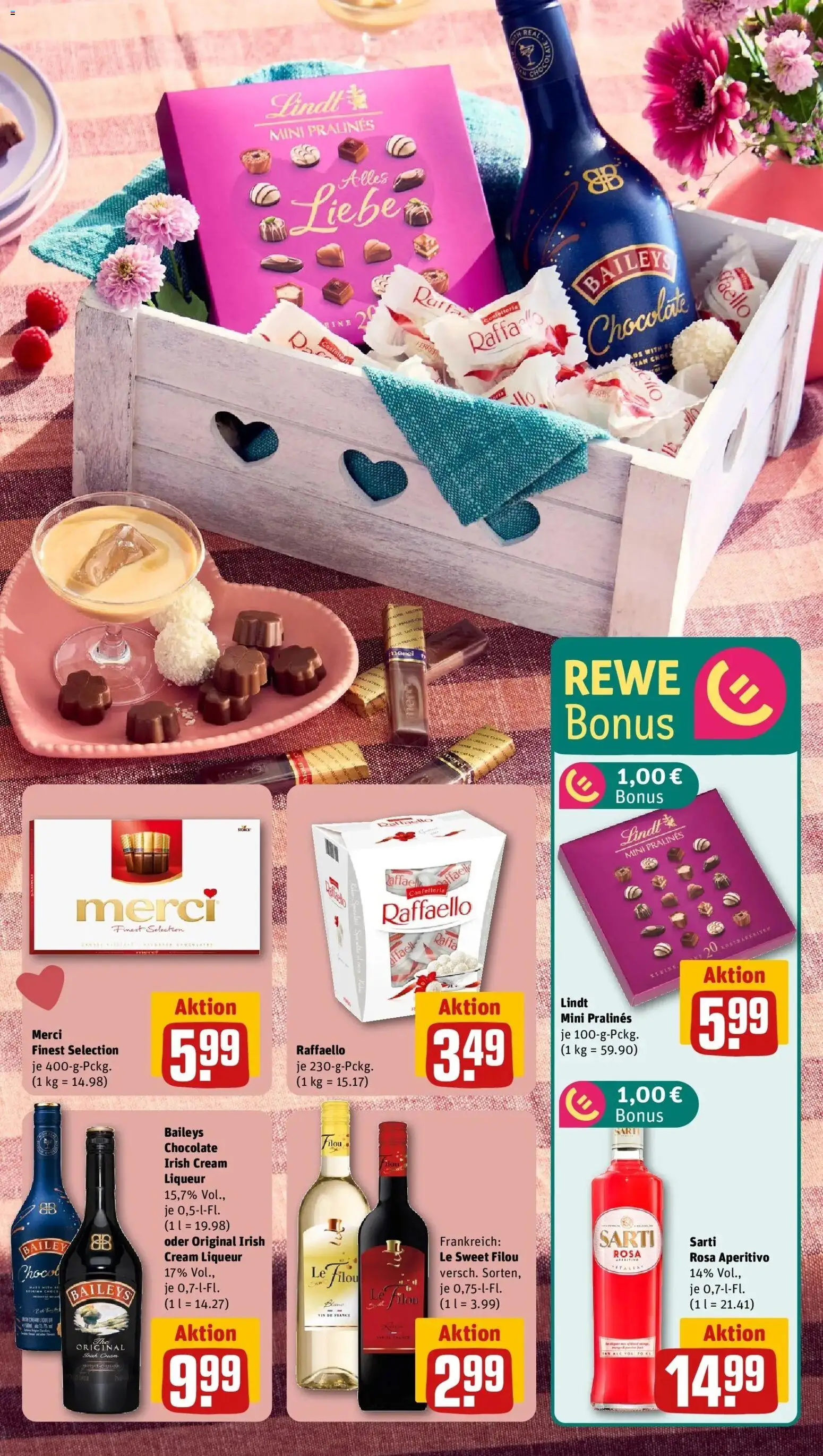 REWE Prospekt ab 04.05.2026 zum Blättern » Angebote | Seite: 7 | Produkte: Raffaello, Merci, Baileys, Lindt