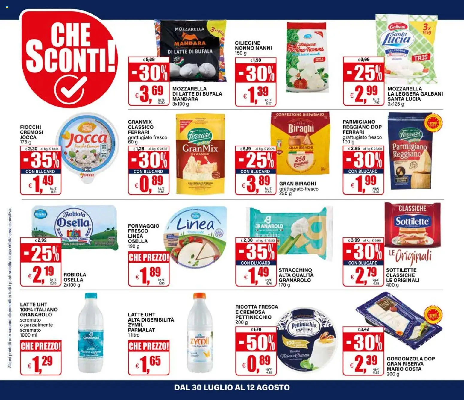 Volantino Il Gigante del 30/07/2026 | Pagina: 20 | Prodotti: Fiocchi, Mozzarella, Latte, Robiola