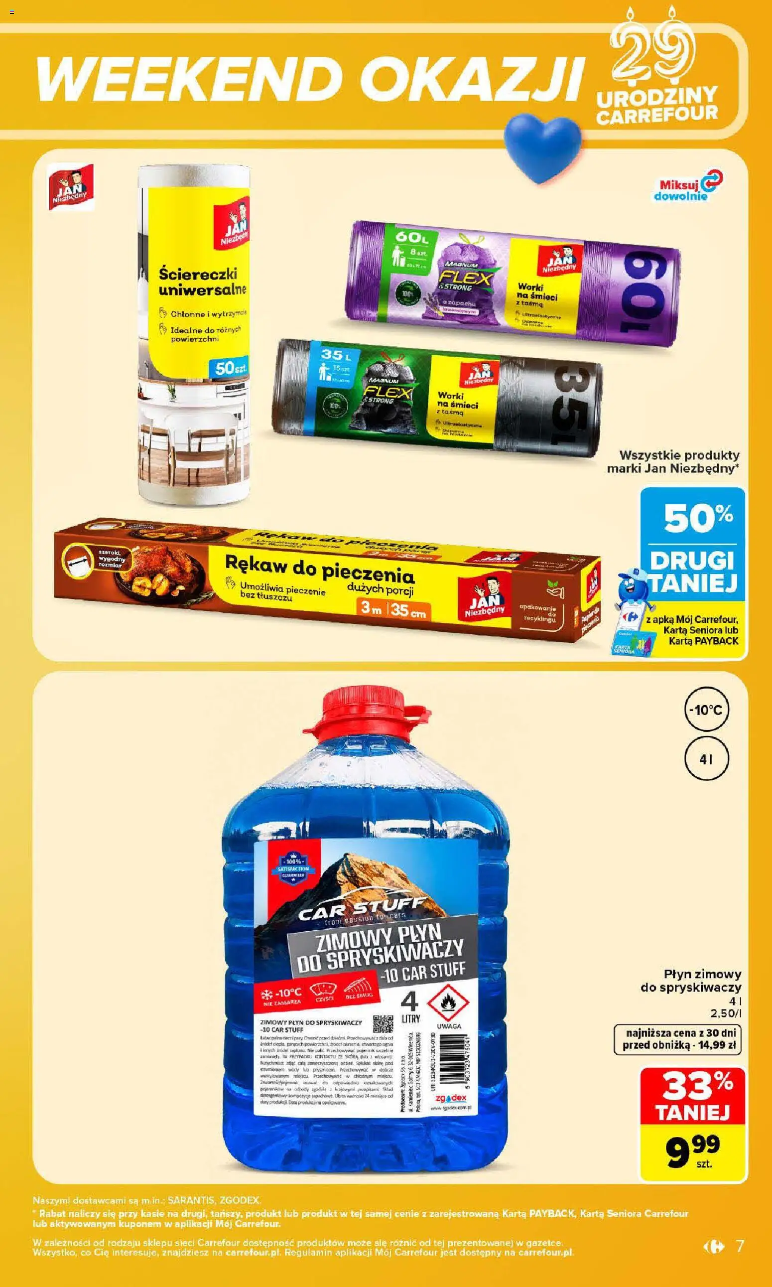 Carrefour gazetka - Weekend okazji od 29.10.2026 | Strona: 7 | Produkty: Karta, Płyn do spryskiwaczy, Magnum, Rękaw do pieczenia