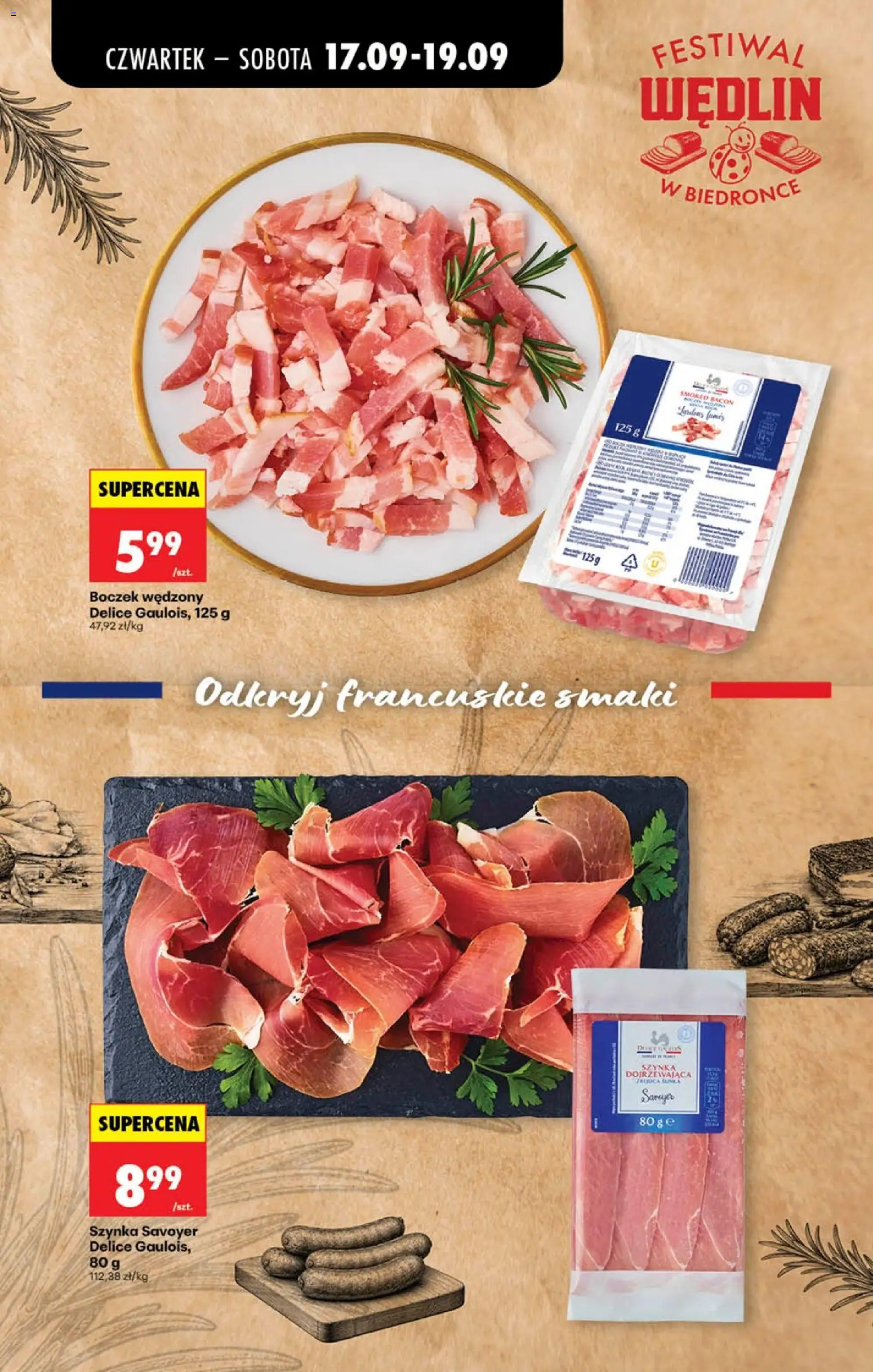Biedronka gazetka - Festiwal wędlin od 16.09.2026 | Strona: 6 | Produkty: Szynka, Boczek wędzony, Boczek