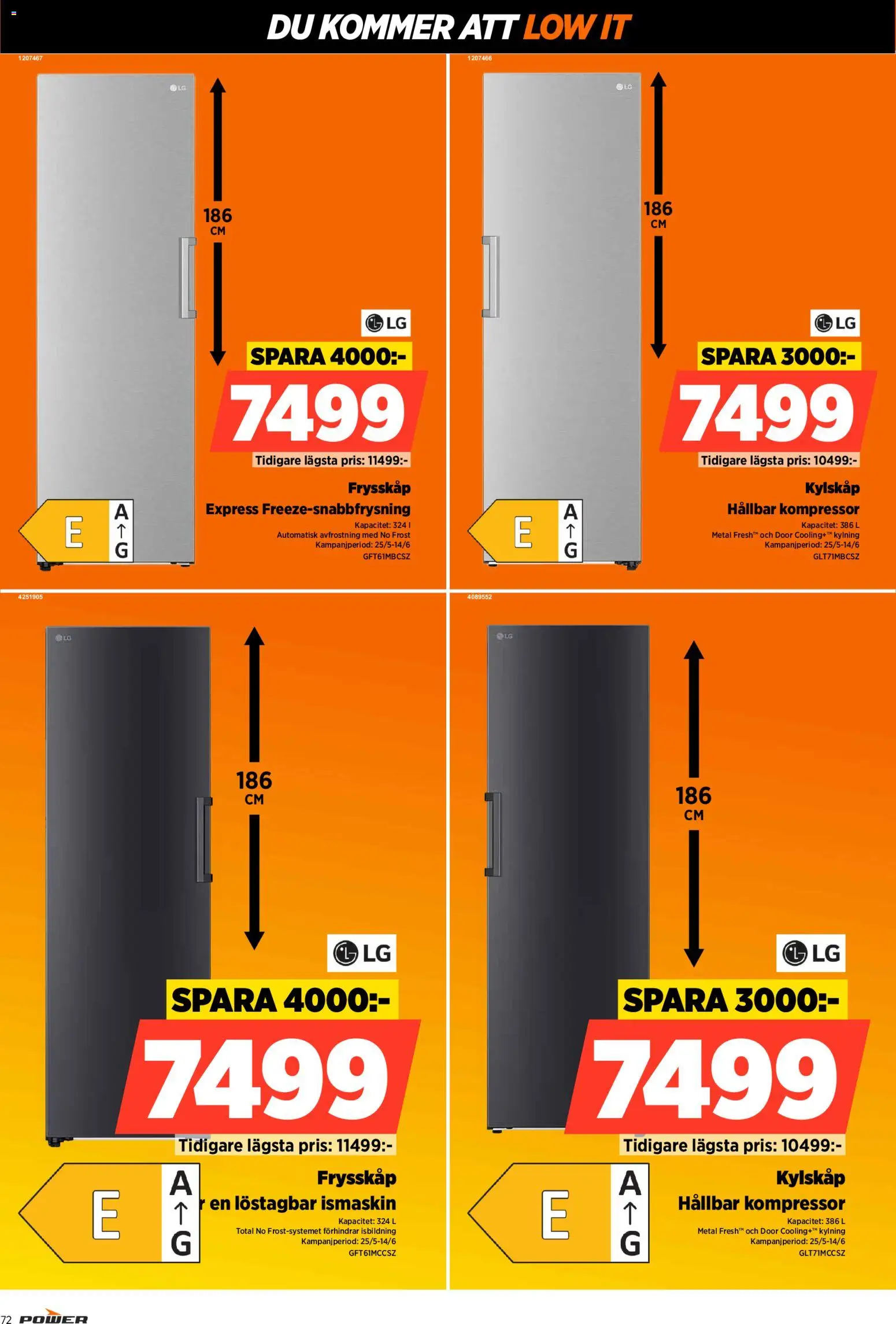 Power reklamblad aktuell från 08.06.2026 | Sida: 72 | Produkter: Kompressor, Ismaskin, Kylskåp