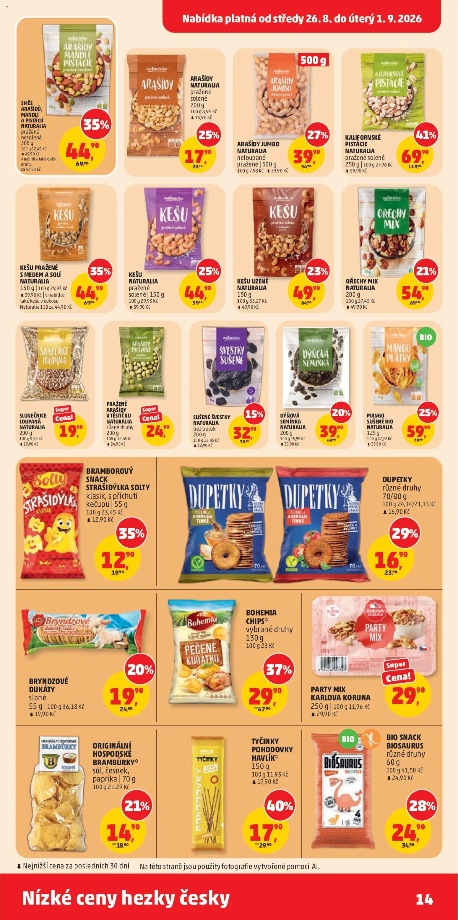 Penny Market leták od 26.08.2026 | Strana: 14 | Produkty: Mango, Pistácie, Tyčinky, Mandle