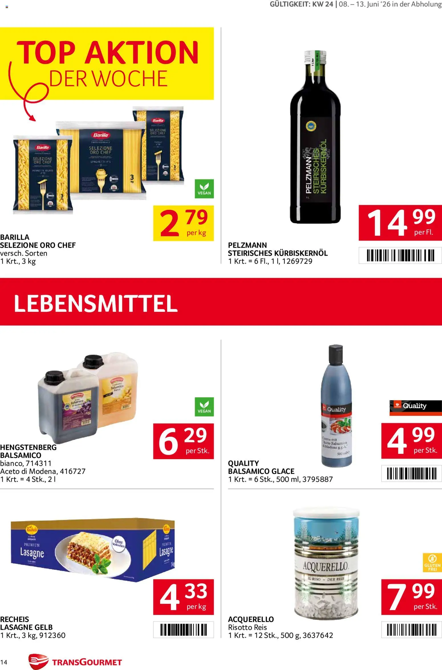 Transgourmet Flugblatt gültig ab 08.06.2026 | Seite: 14 | Produkte: Libacomb, Reis