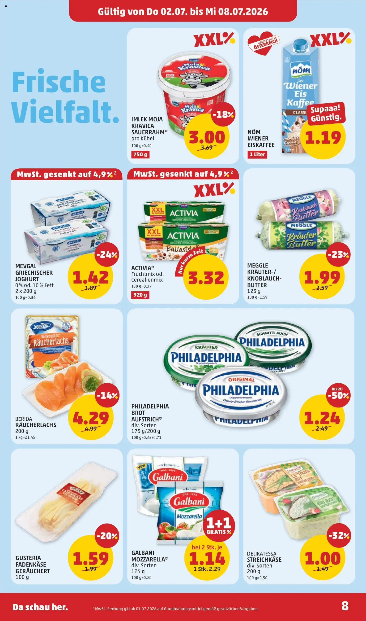 Penny Markt Flugblatt gültig ab 02.07.2026 | Seite: 8 | Produkte: Knoblauch, Joghurt, Brot, Kaffee