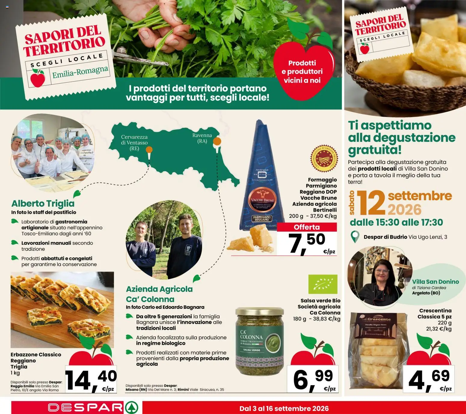 Volantino Despar del 03/09/2026 | Pagina: 2 | Prodotti: Porta, Salsa, Formaggio, Parmigiano