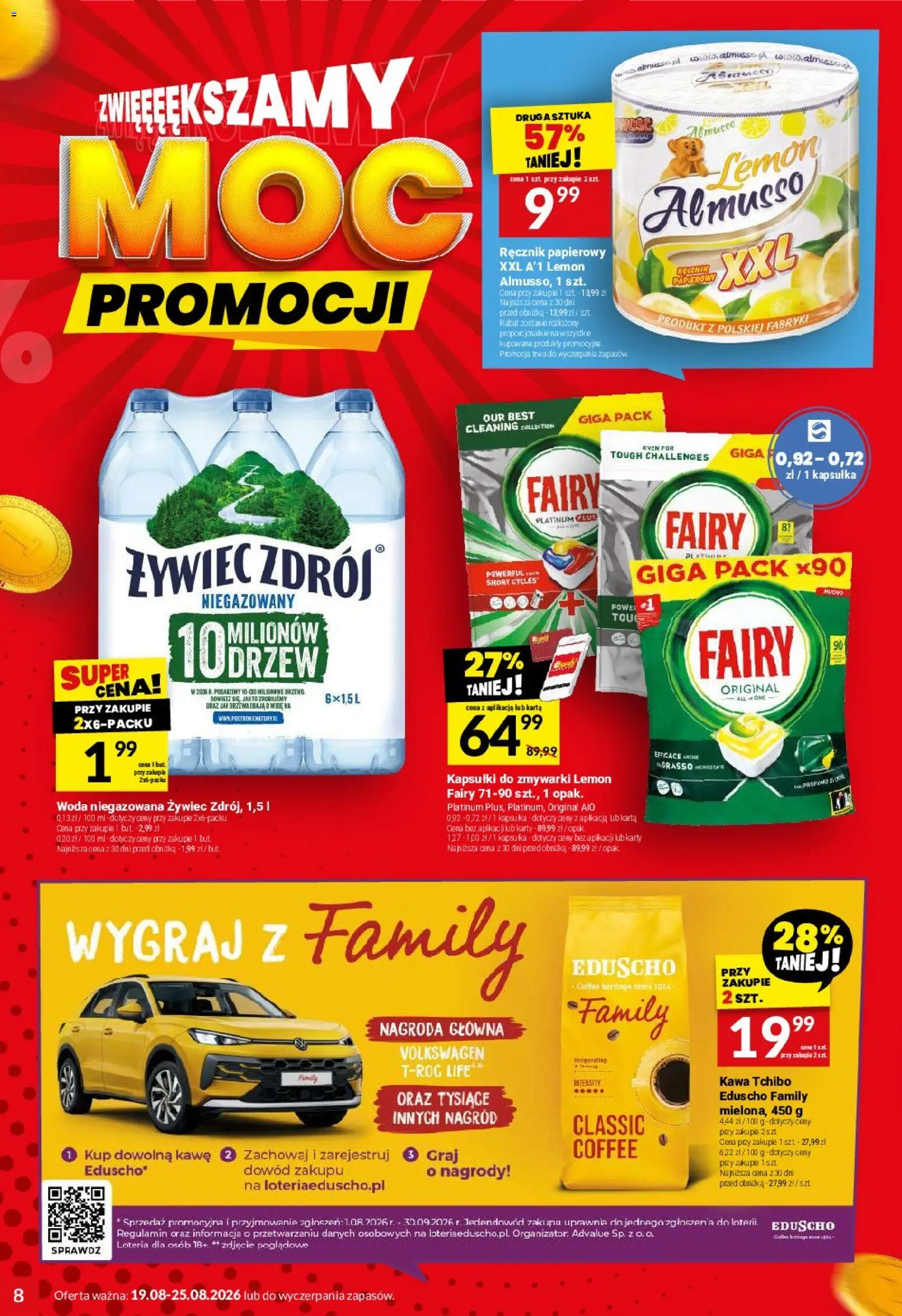 Twój Market gazetka od 19.08.2026 | Strona: 8 | Produkty: Kapsułki, Fairy, Ręcznik papierowy, Woda