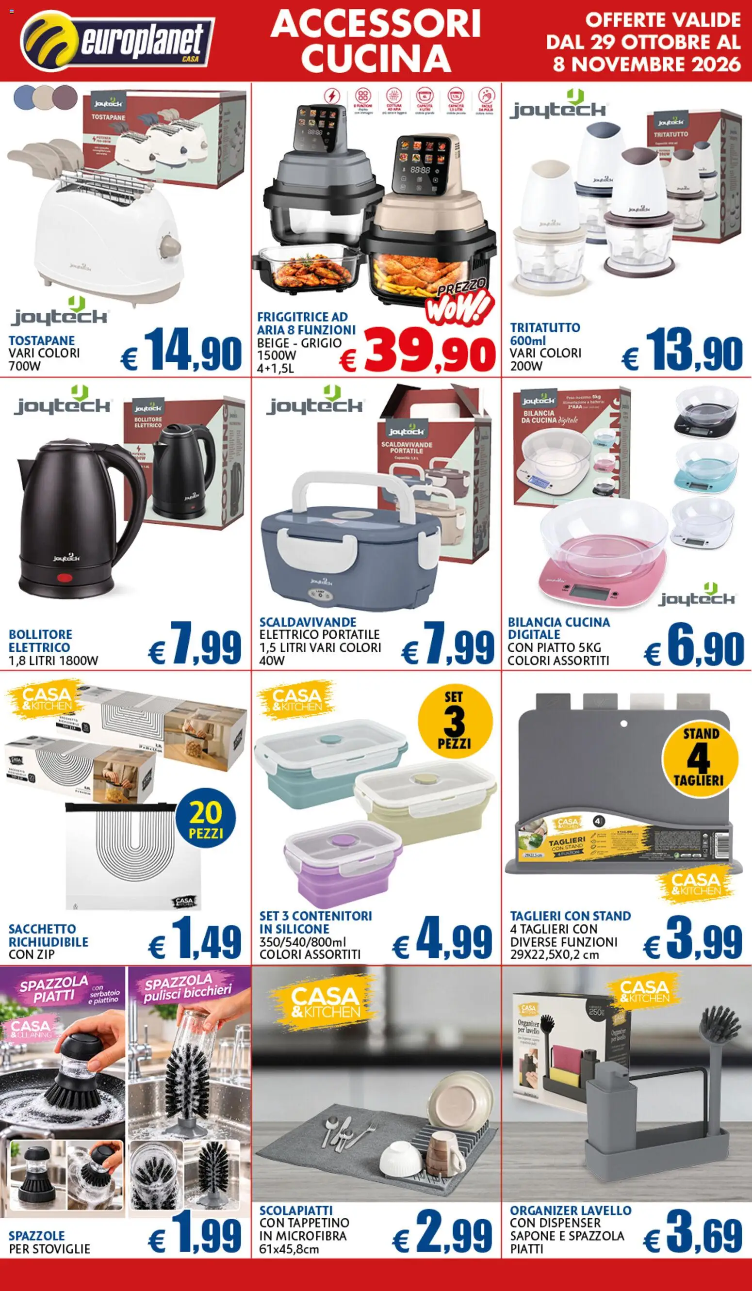 Volantino Europlanet Casa del 29/10/2026 | Pagina: 12 | Prodotti: Tritatutto, Silicone, Piatto, Bilancia