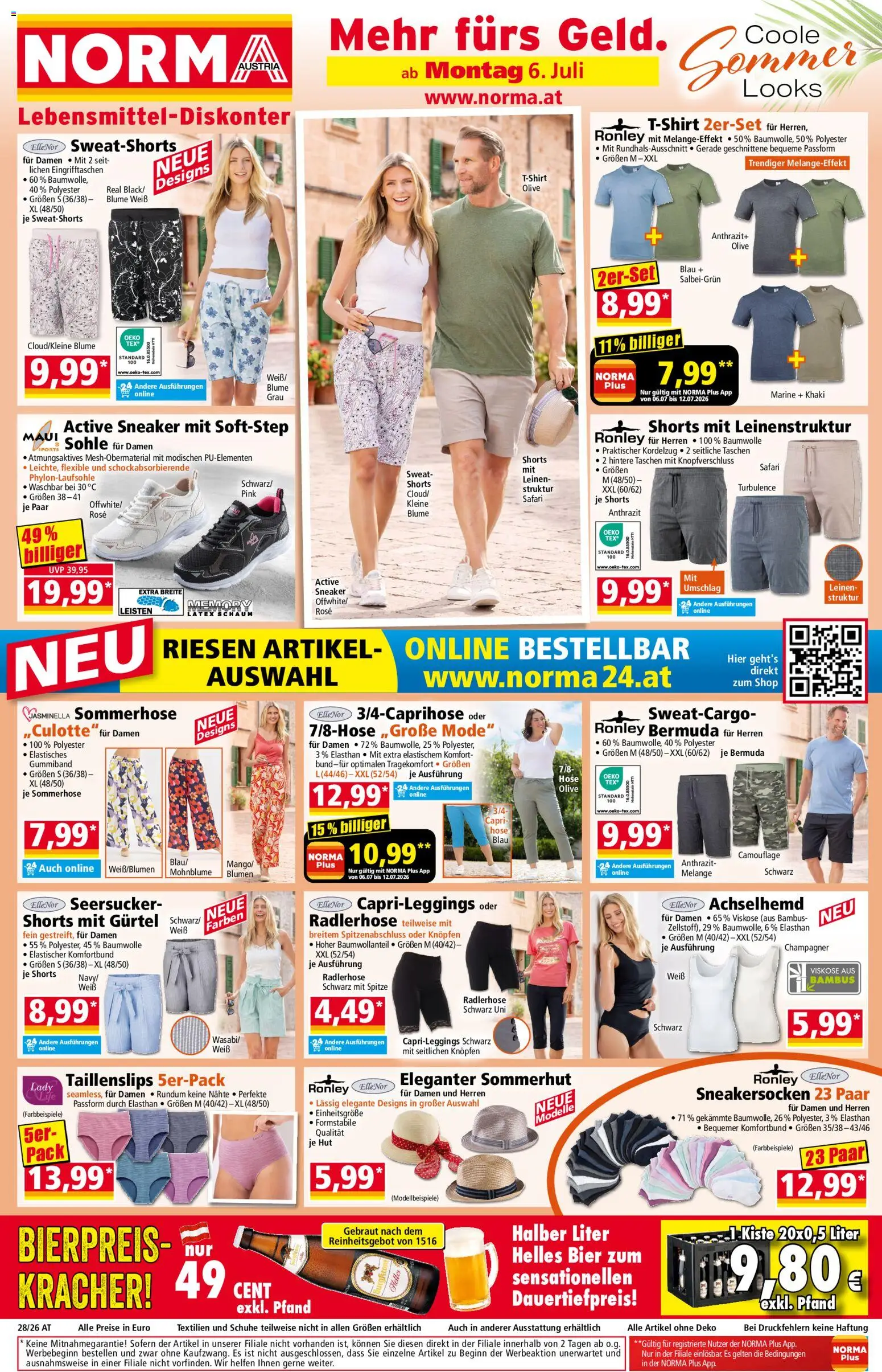 Norma Flugblatt gültig ab 06.07.2026 | Seite: 1 | Produkte: Hose, Hut, Gürtel, Bier