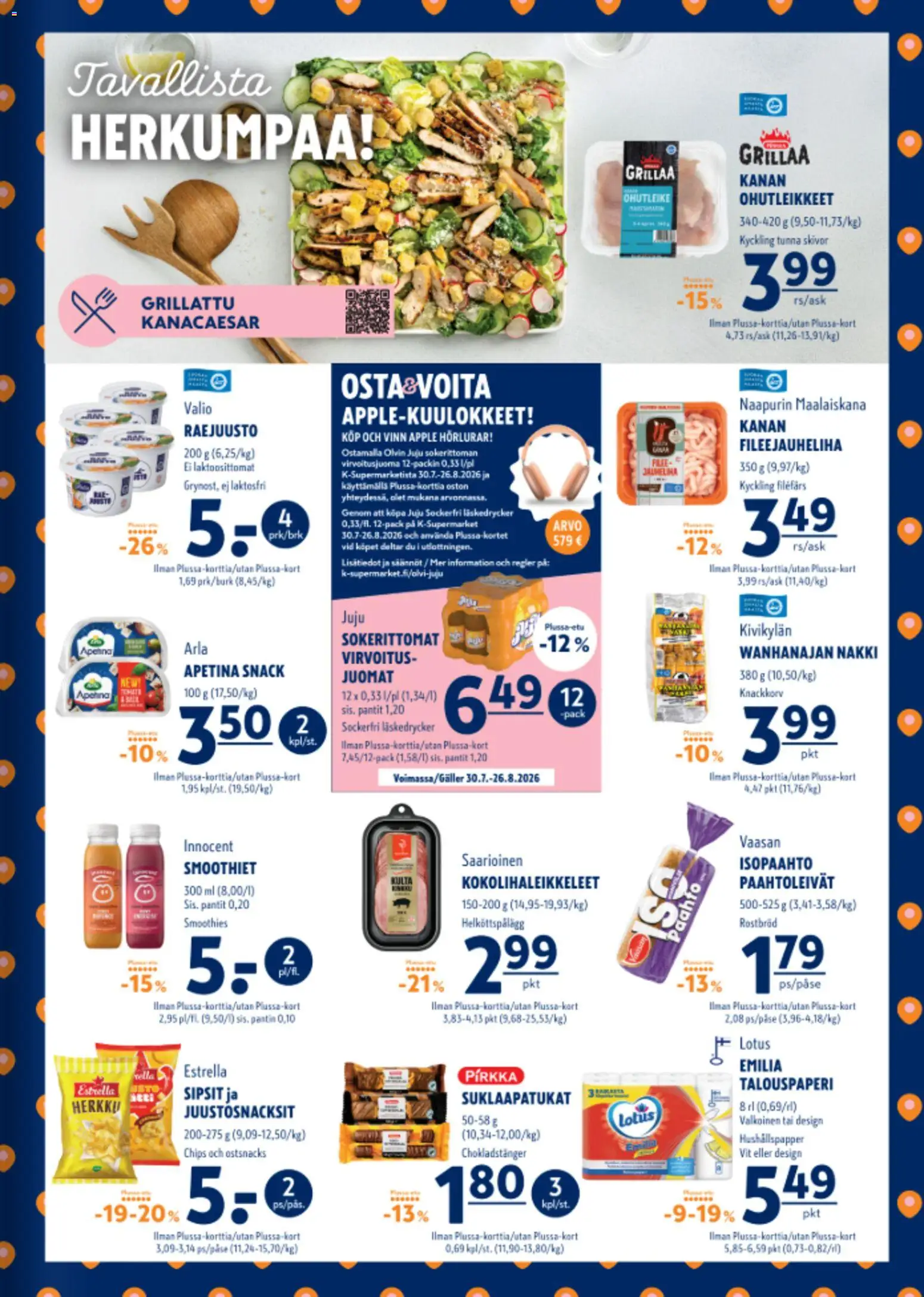 K-Supermarket tarjoukset – voimassa 30/07/2026 alkaen | Sivu: 3 | Tuotteet: Suklaapatukat, Raejuusto