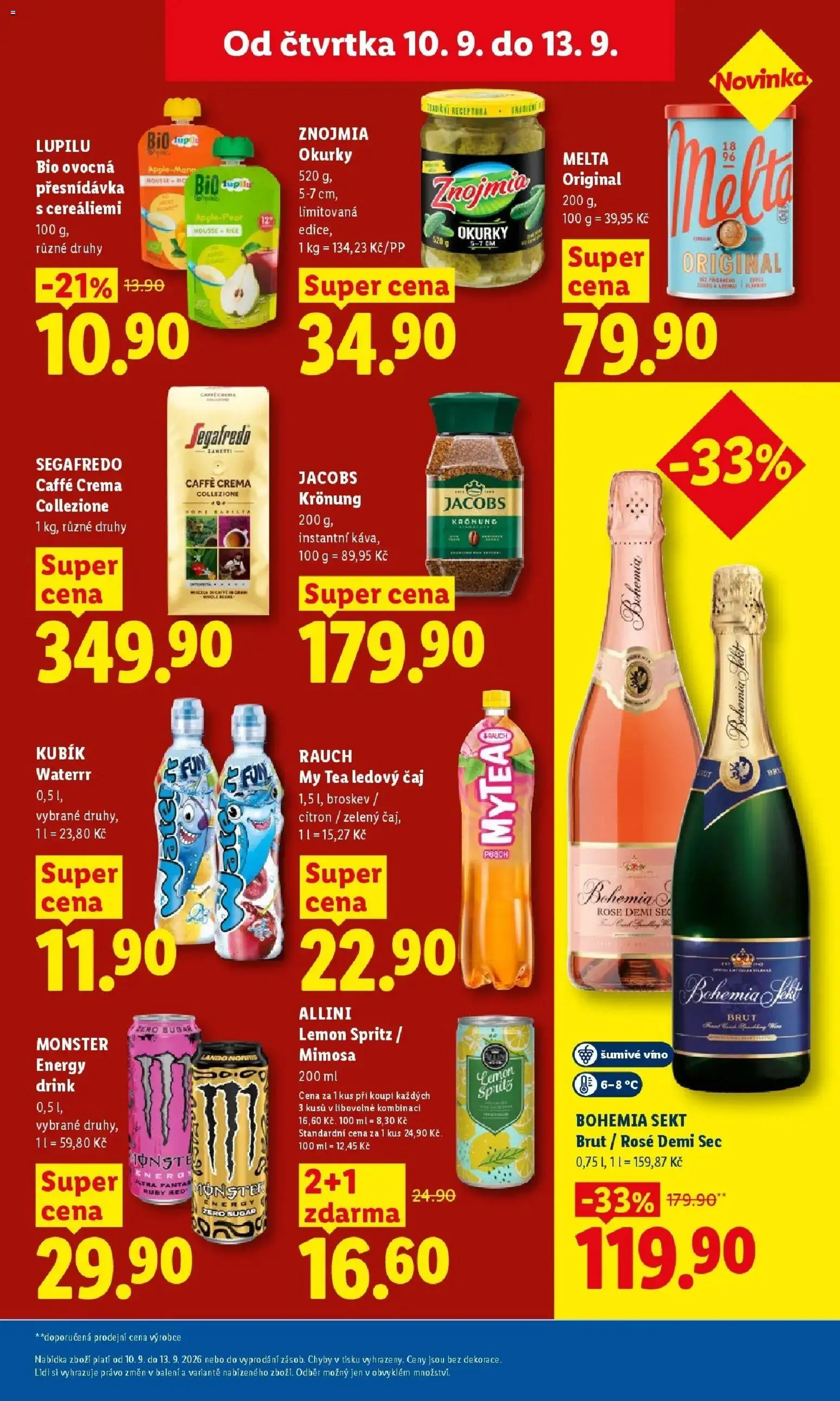 Lidl leták od 10.09.2026 - Nový akční leták | Strana: 29 | Produkty: Monster, Čaj, Jacobs, Kubík Waterrr