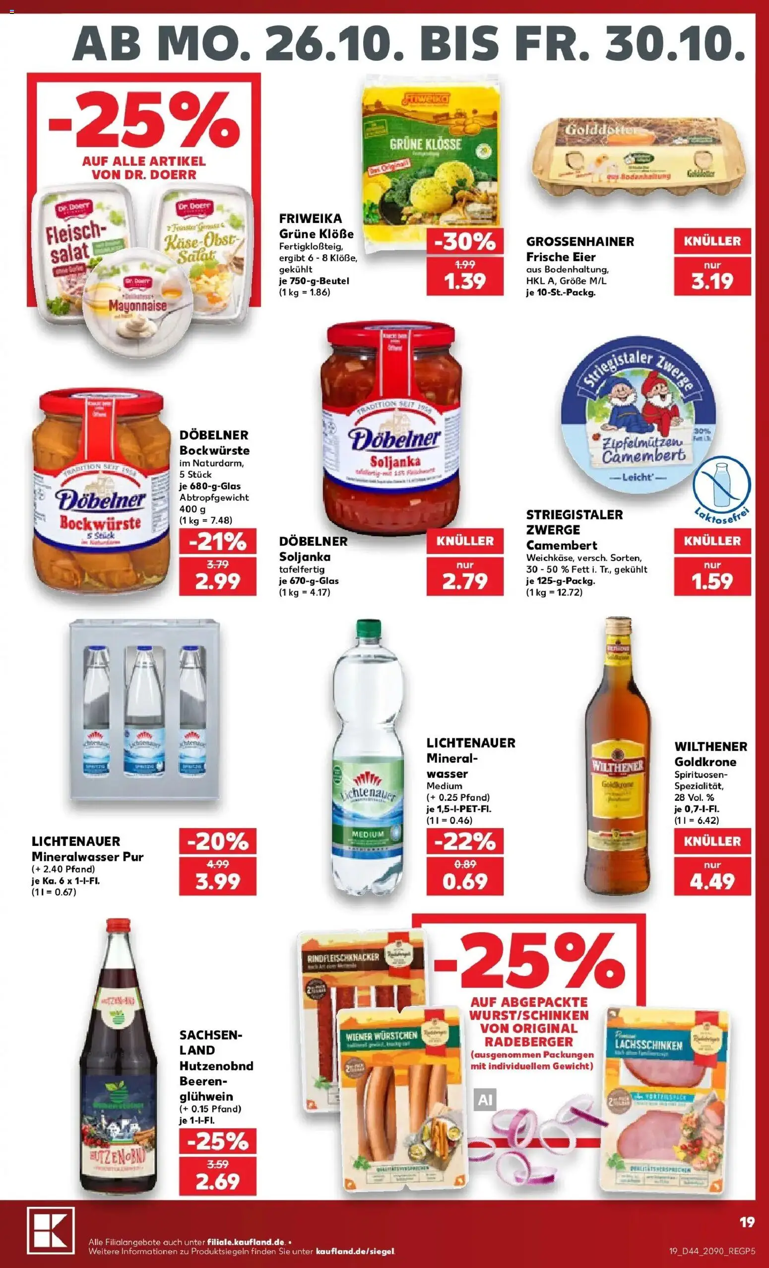 Prospekt Kaufland ab 26.10.2026 » Angebote Online zum Blättern | Seite: 23 | Produkte: Mineralwasser, Camembert, Mayonnaise, Fleisch
