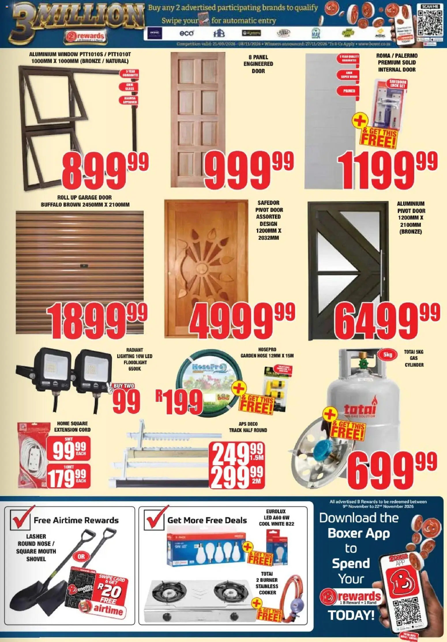 New Boxer catalogue – valid from 22/10/2026 | Page: 3 | Products: Internal door, Cooker, Garden hose