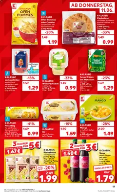 Kaufland Prospekt ab 11.06.2026 gültig | Seite: 13 | Produkte: Pommes, Himbeere, Eis, Erbsen