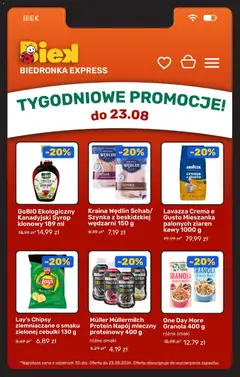 Pogląd oferty "One Day More Granola 400 g, One Day More Granola 400 g" - ważna od 21.08.2026 | Strona: 7 | Produkty: Syrop, Chipsy, Syrop klonowy, Szynka