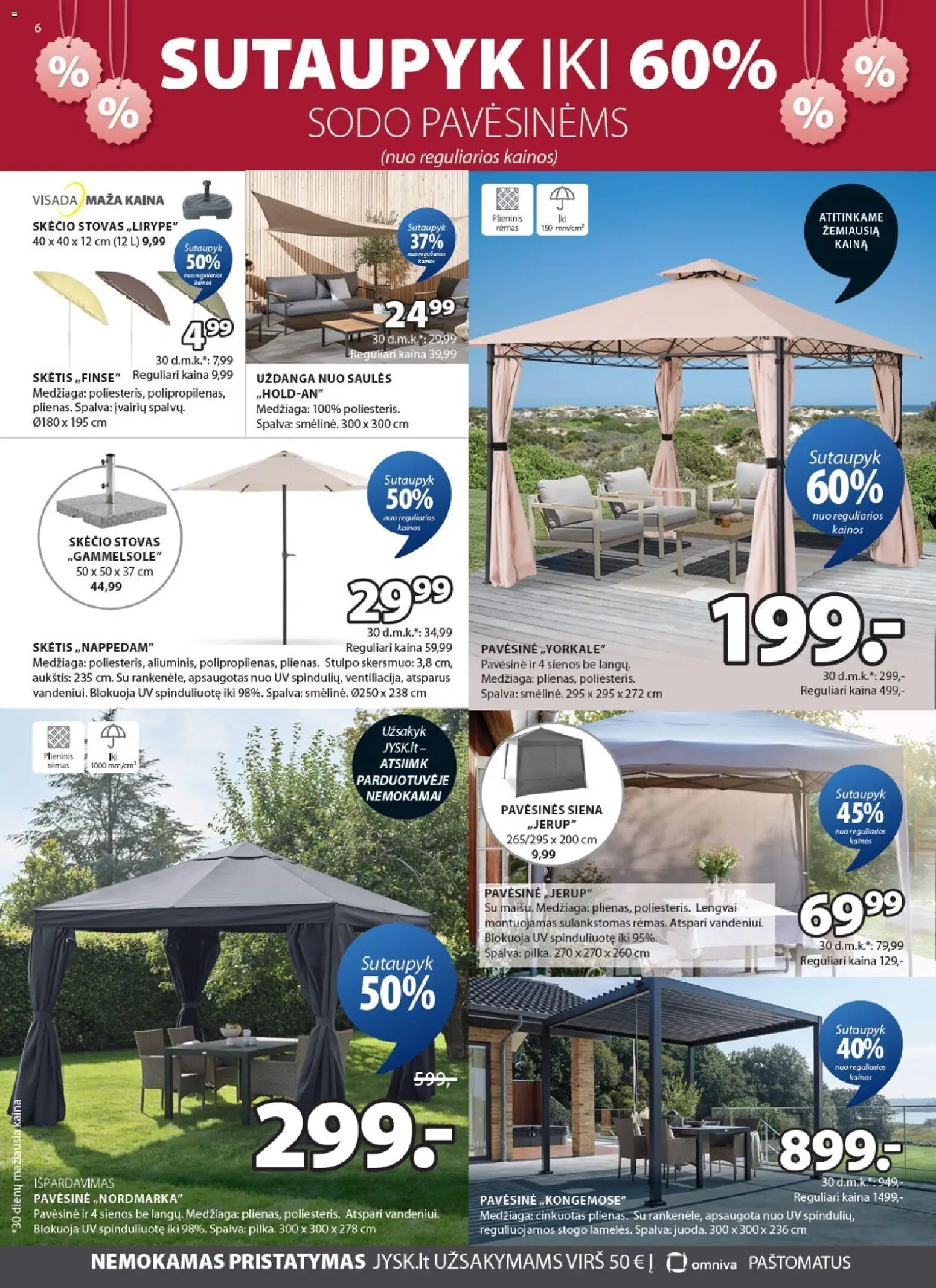 JYSK akcijos nuo 16.06.2026 | Puslapis: 6 | Prekių: Skėtis, Stovas