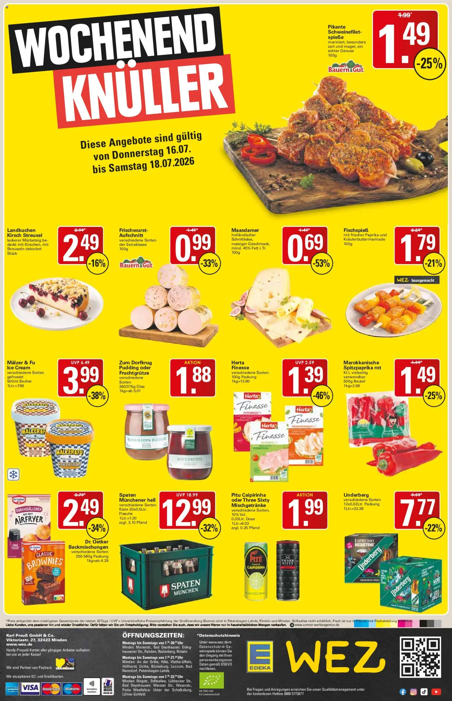 WEZ Prospekt – gültig ab 13.07.2026 | Seite: 16 | Produkte: Blumen, Spieße, Fisch, Paprika