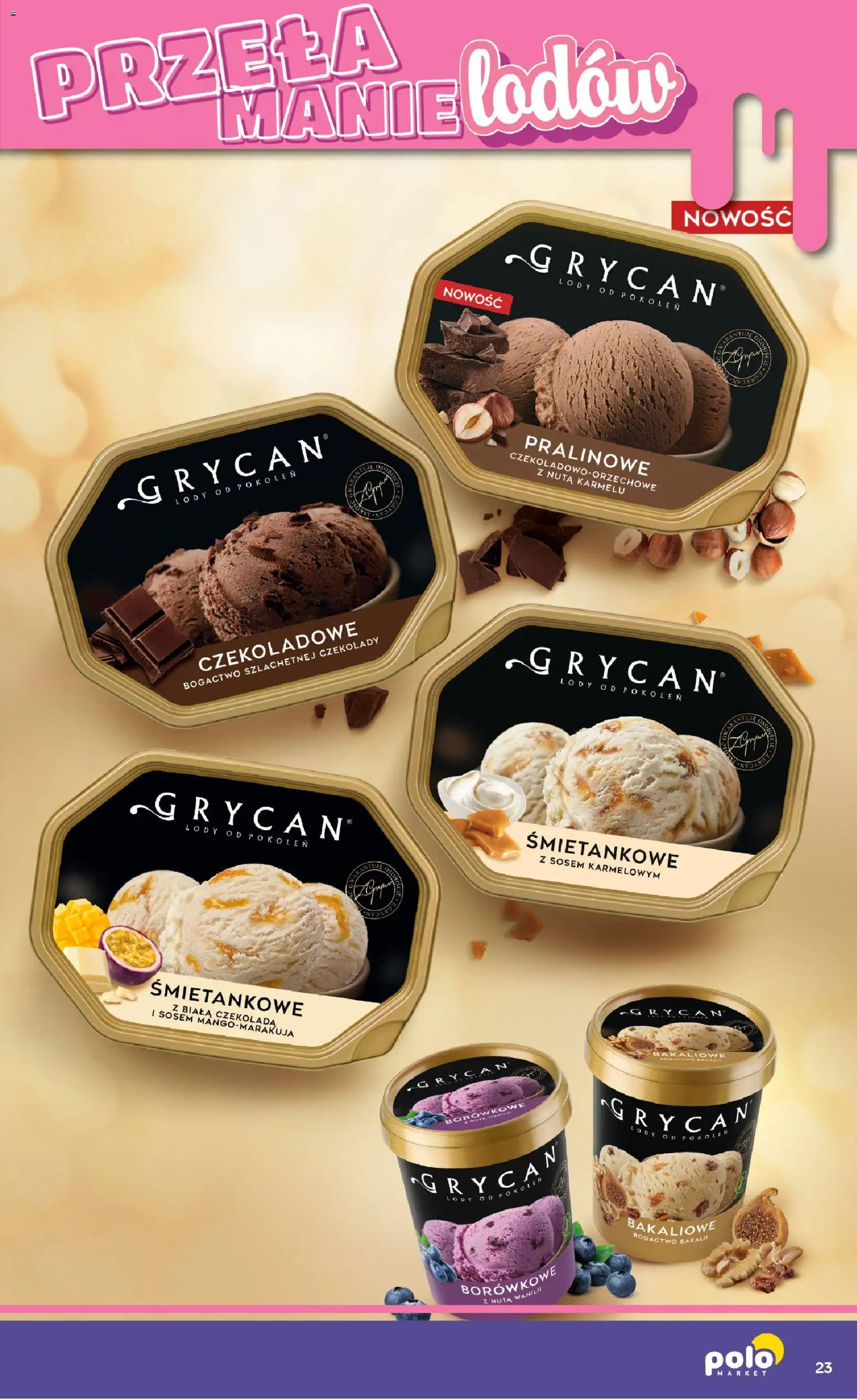 Nowa POLOmarket gazetka od jutra 30.04.2026 | Strona: 23 | Produkty: Grycan lody, Gry, Czekolada, Lody