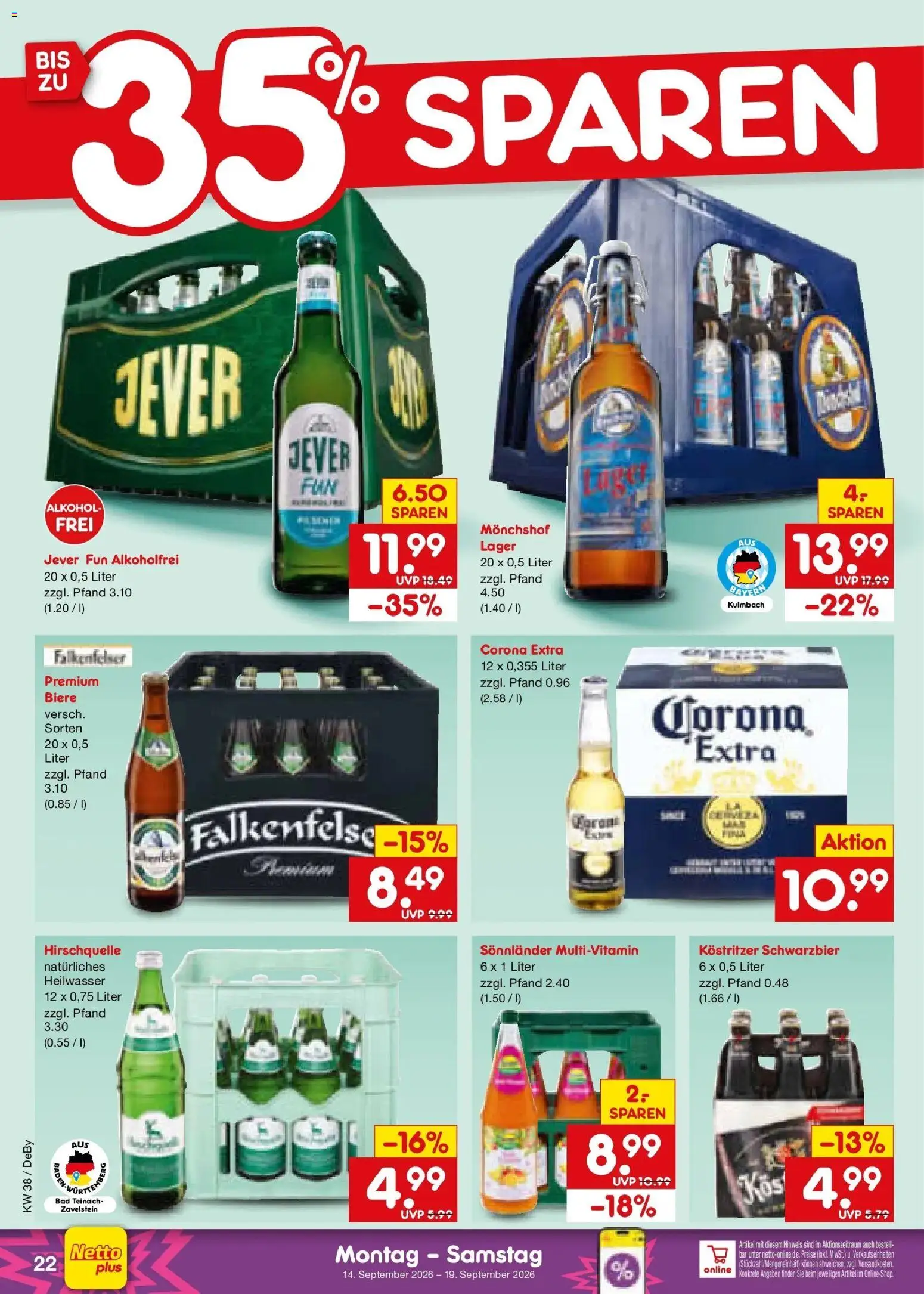 Netto Marken-Discount Prospekt Stuttgart – gültig ab 14.09.2026 | Seite: 32 | Produkte: Kostritzer, Bad, Alkohol, Jever