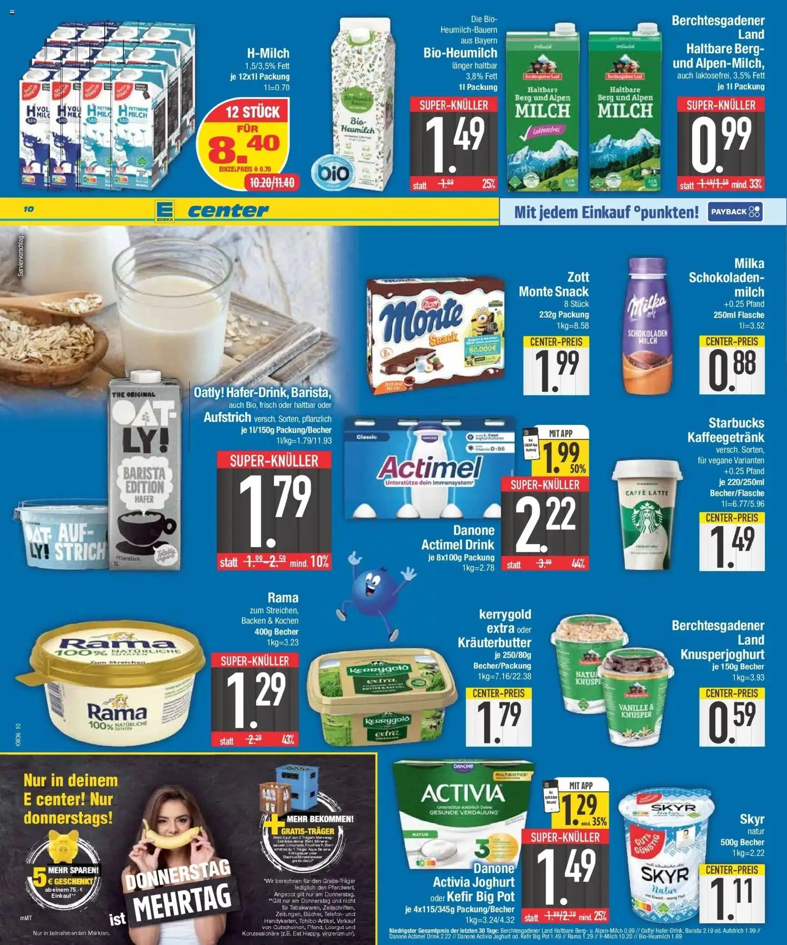E center Prospekt Schwabmünchen (ab 31.08.2026) zum Blättern | Seite: 10 | Produkte: Activia, Actimel, Rama, Danone activia