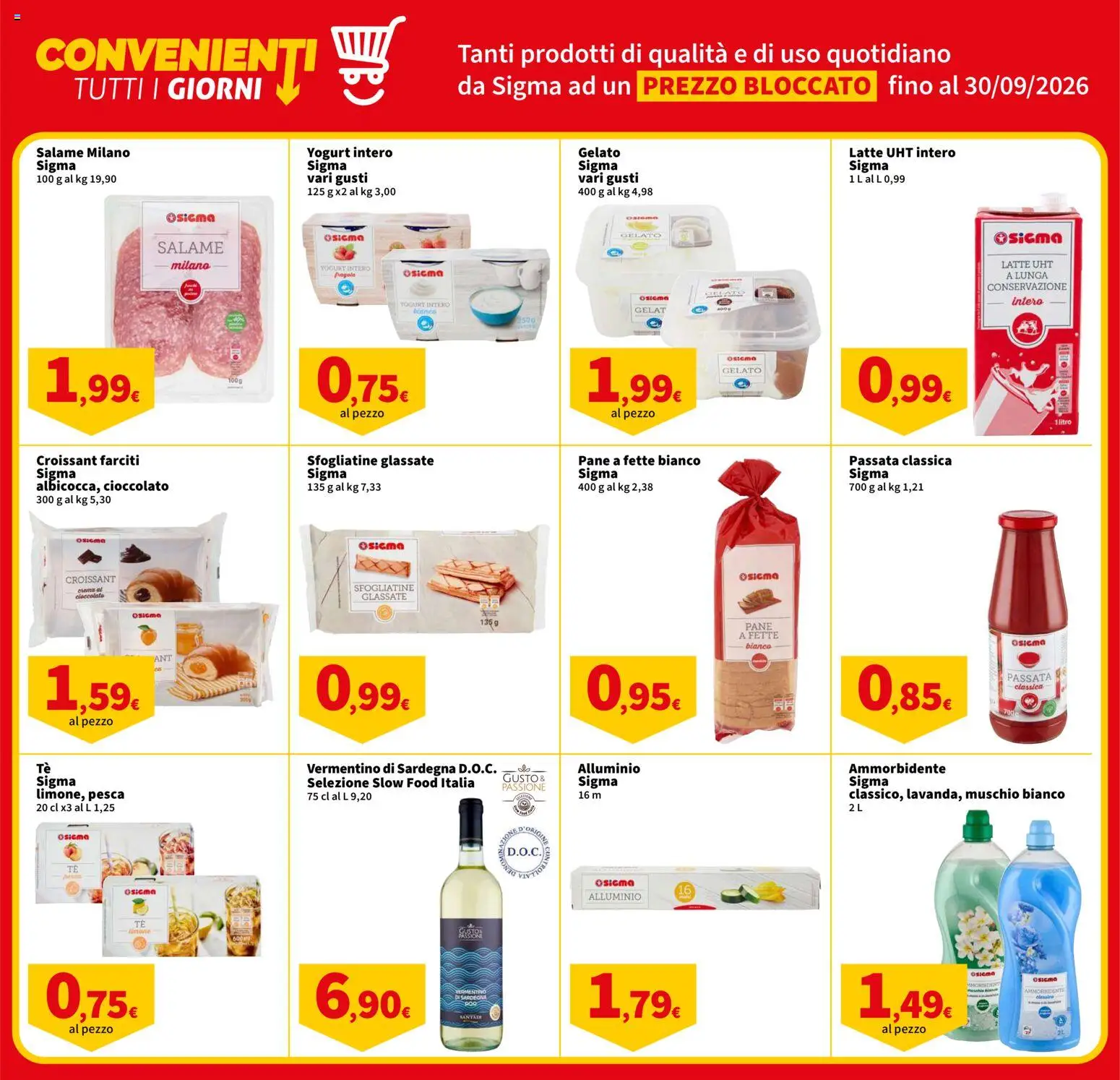 Volantino SIGMA del 13/08/2026 | Pagina: 7 | Prodotti: Salame, Ammorbidente, Gelato, Pesca