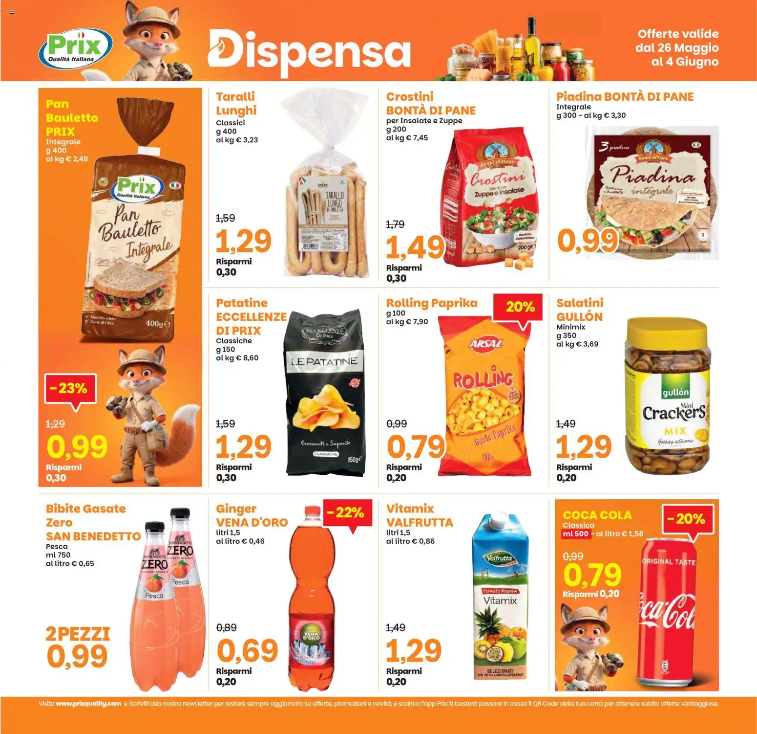 Volantino Prix del 26.05.2026 | Pagina: 17 | Prodotti: Pane, Patatine, Pesca, Piadina