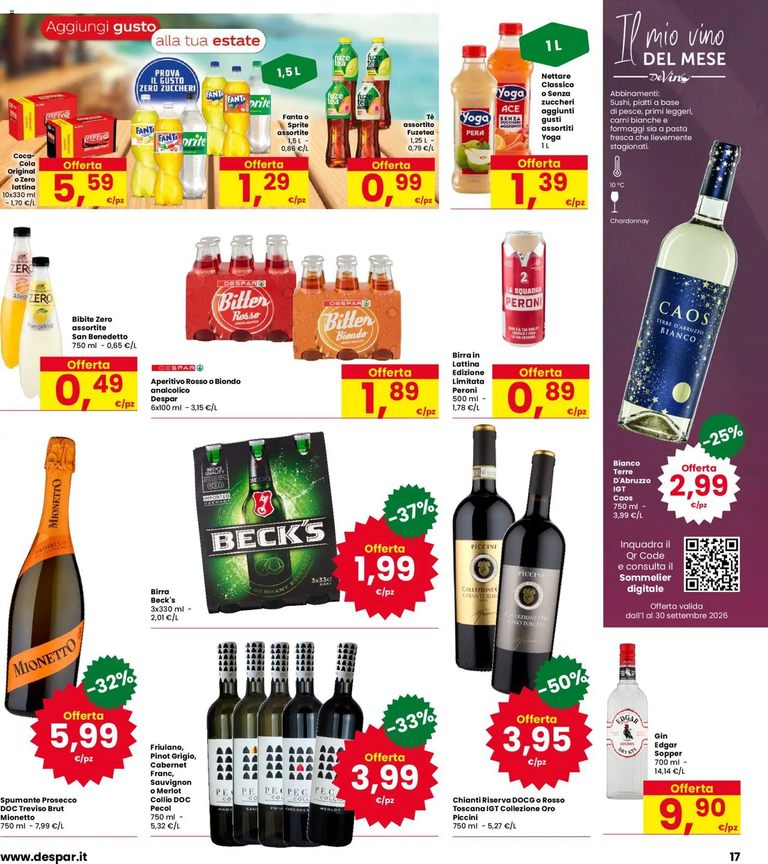 Volantino Interspar del 27/08/2026 | Pagina: 17 | Prodotti: Piatti, Spumante, Sprite, Coca Cola