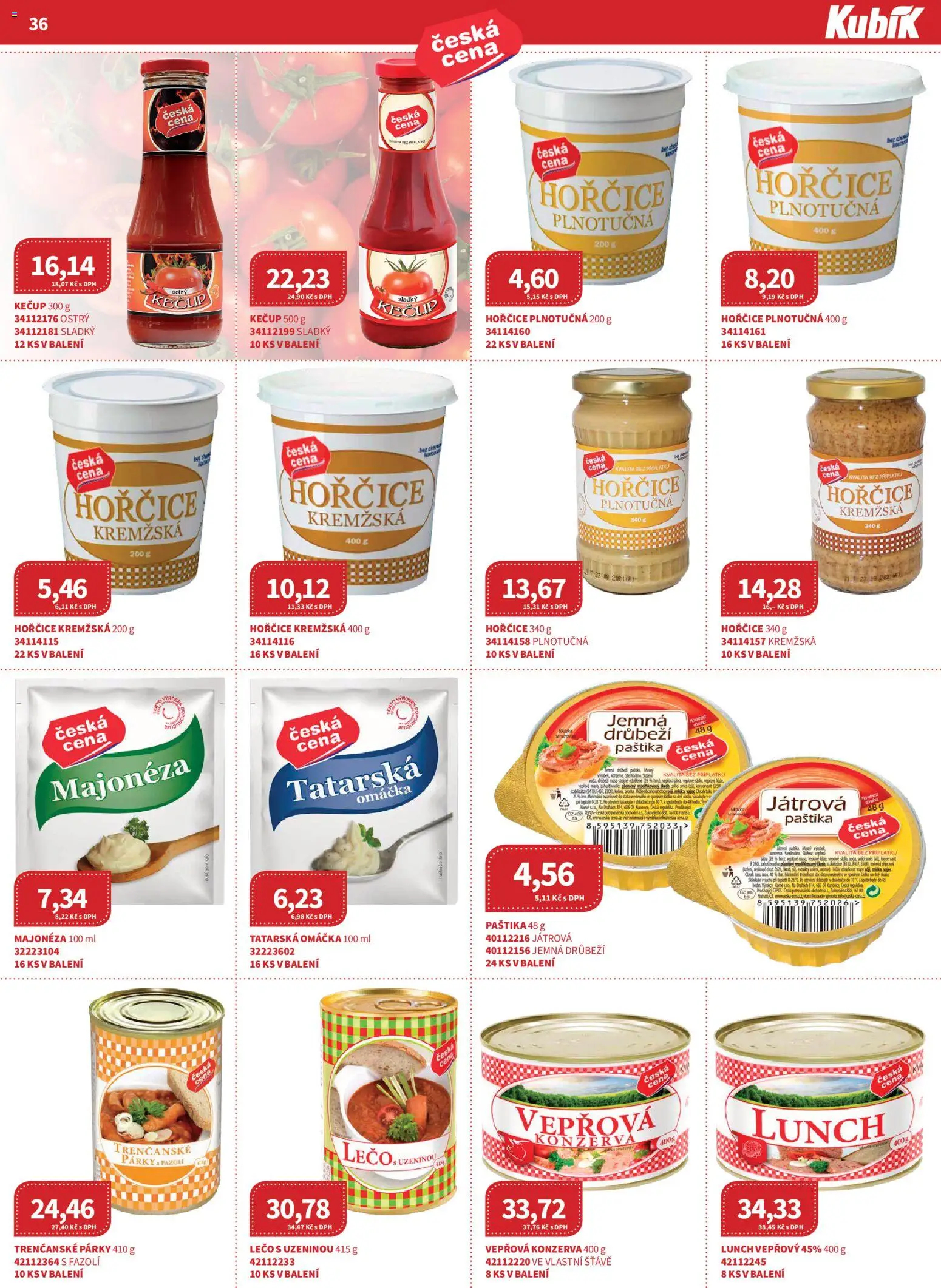 Kubík leták - Velkoobchod 08/2026 od 01.08.2026 | Strana: 36 | Produkty: Kečup, Hořčice, Lunch, Lečo