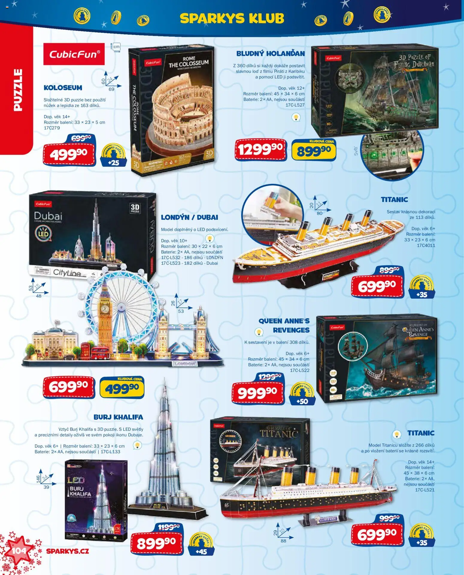Sparkys katalog Vánoce 2026 od 01.10.2026 | Strana: 104 | Produkty: Puzzle, Piráti, Baterie, LED