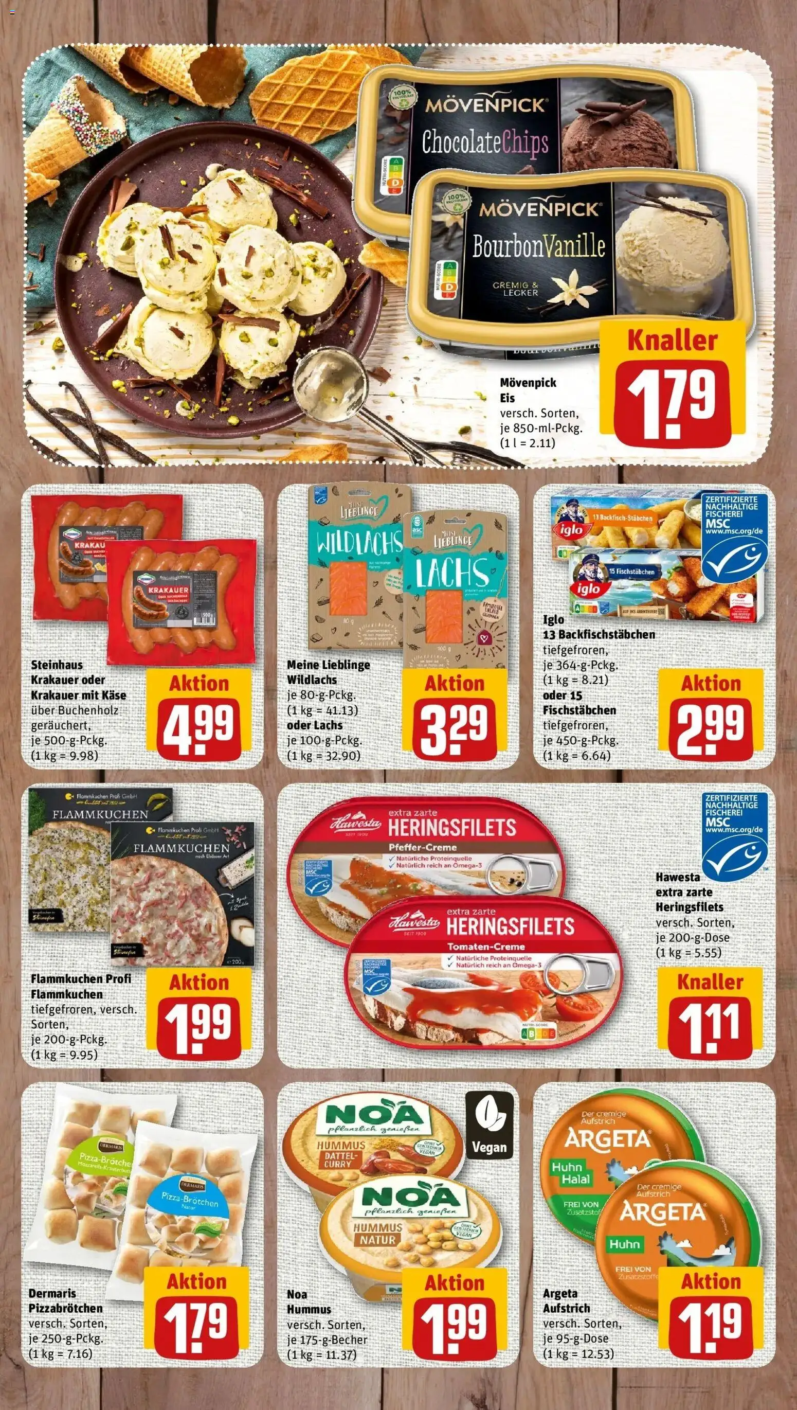 REWE Prospekt ab 10.08.2026 zum Blättern » Angebote | Seite: 7 | Produkte: Käse, Iglo, Fischstabchen, Hummus