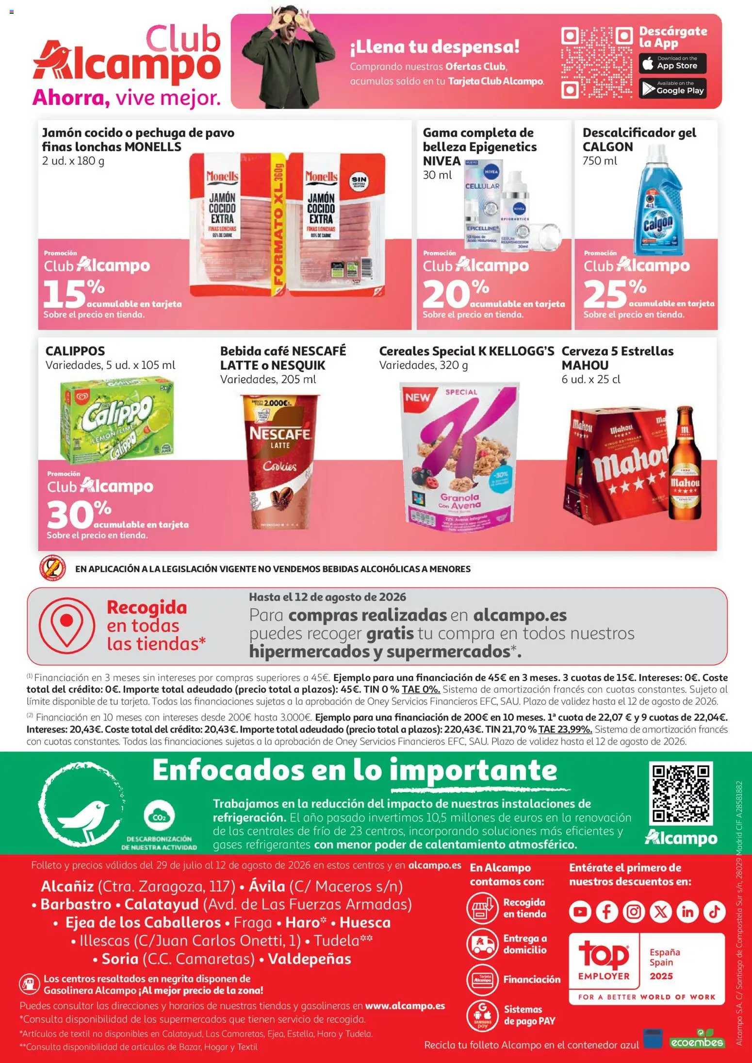 Alcampo Superstore No Litoral │ válido desde el 29/07/2026 | Página: 12 | Productos: Sérum, Jamón cocido, Cerveza, Cereales