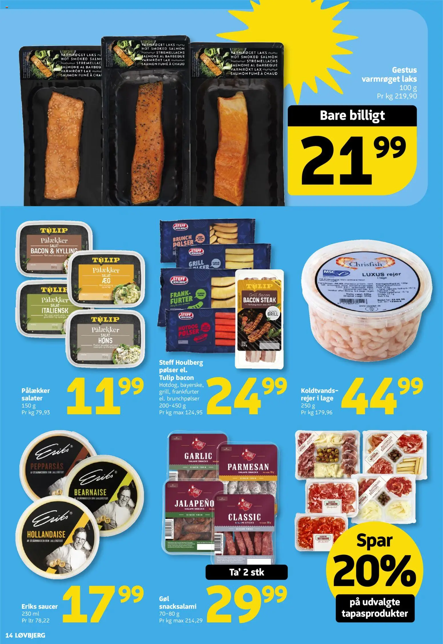 Løvbjerg tilbudsavis – gyldig fra 14/08/2026 | Side: 14 | Produkter: Snacks, Bacon, Rejer, Laks