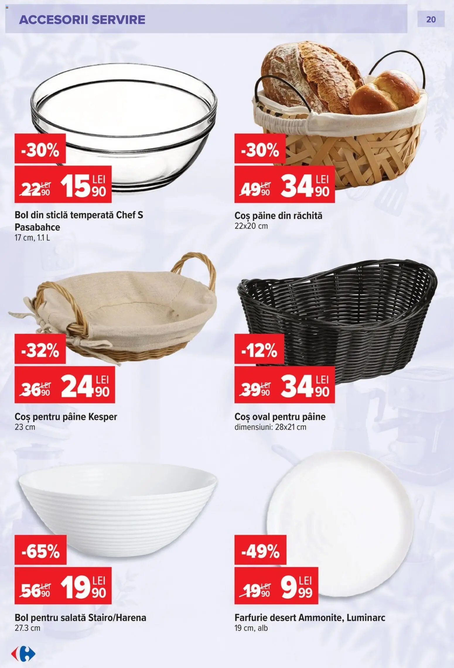 Noul catalog Carrefour – valabil de la 23.09.2026 | Pagină: 20 | Produse: Bol, Coș, Pâine, Salată