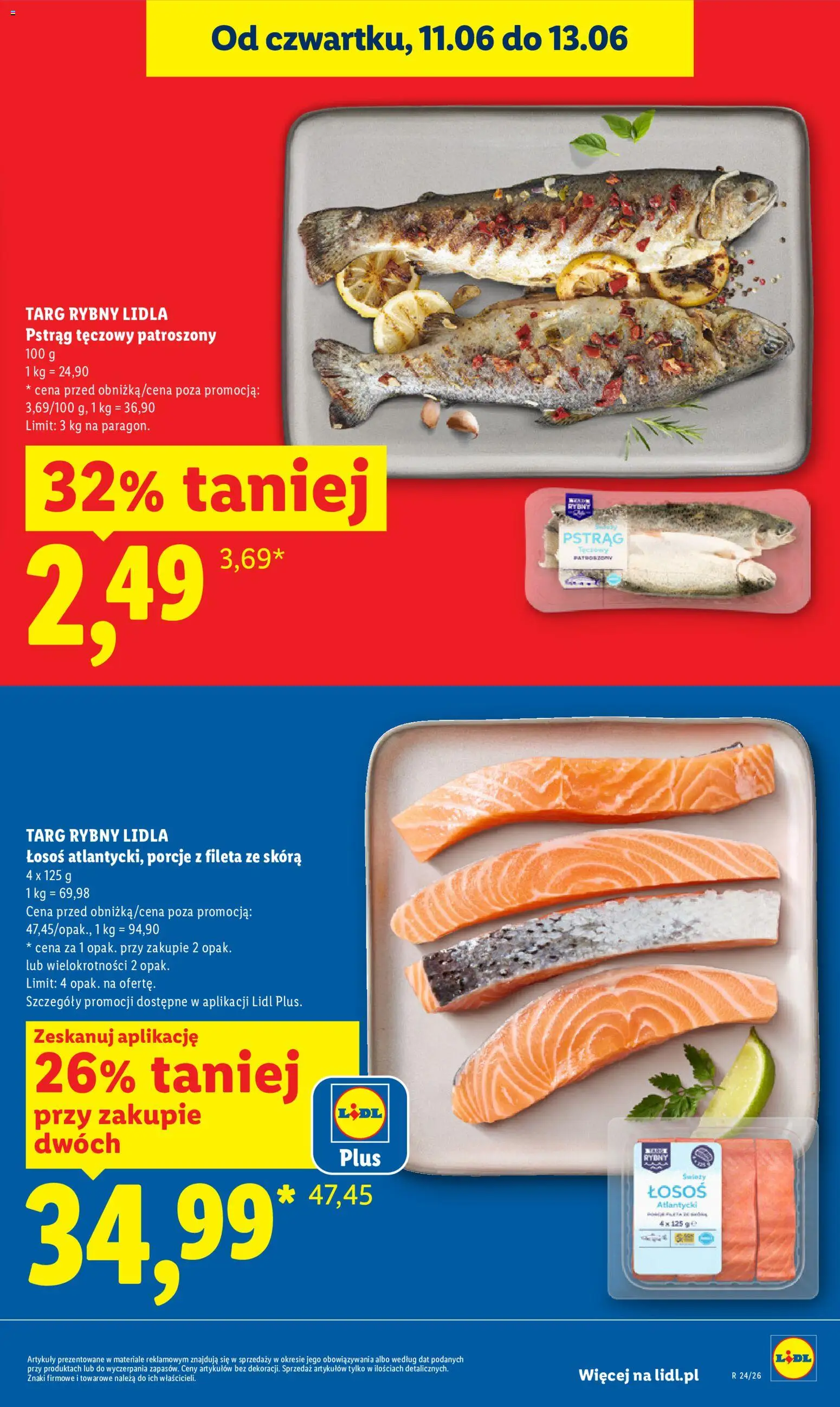 Lidl gazetka od 11.06.2026 | Strona: 13 | Produkty: Pstrąg tęczowy, Łosoś atlantycki, Pstrąg, Łosoś