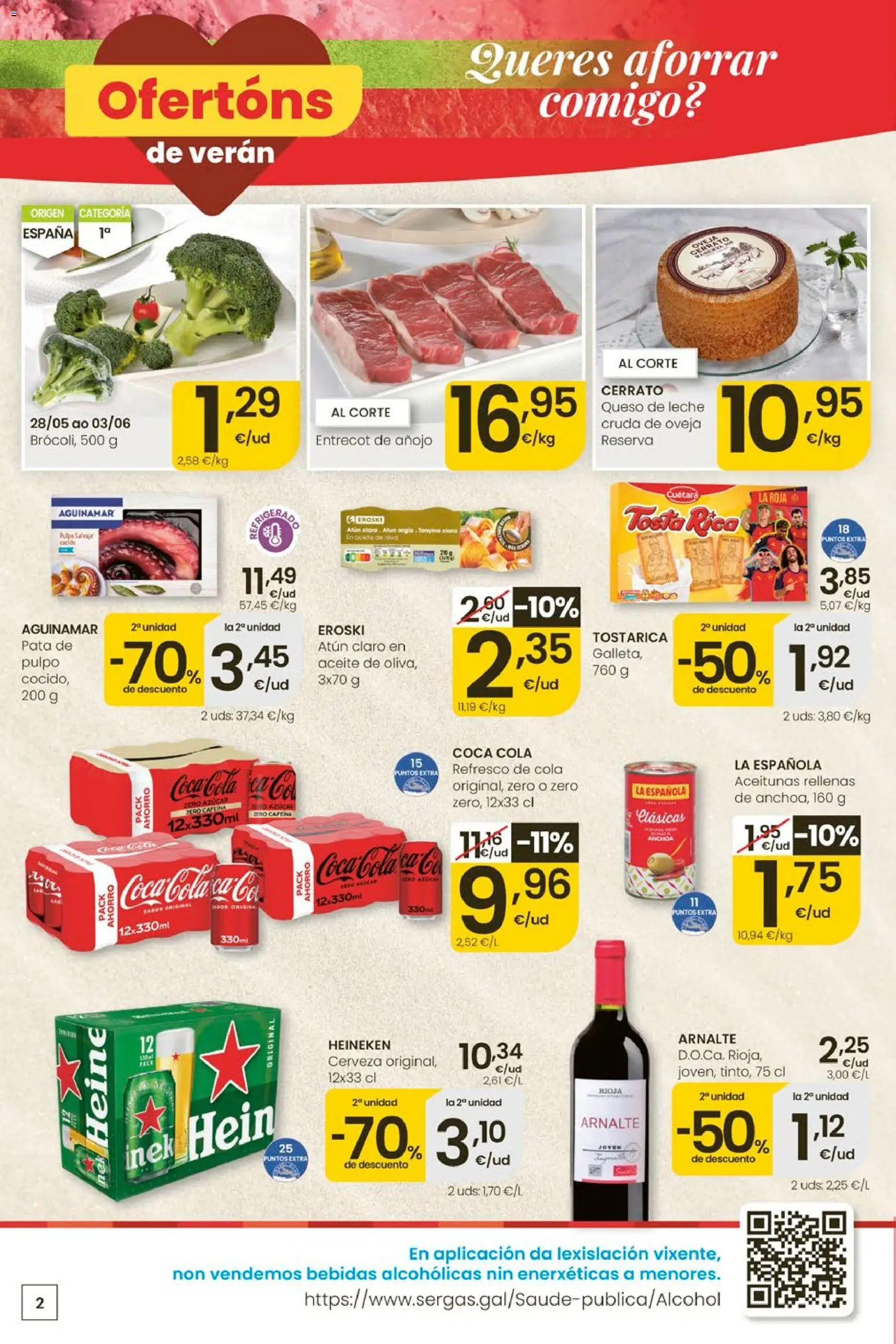 Eroski Ofertóns de verán │ válido desde el 28.05.2026 | Página: 2 | Productos: Leche, Queso, Aceite, Atún claro