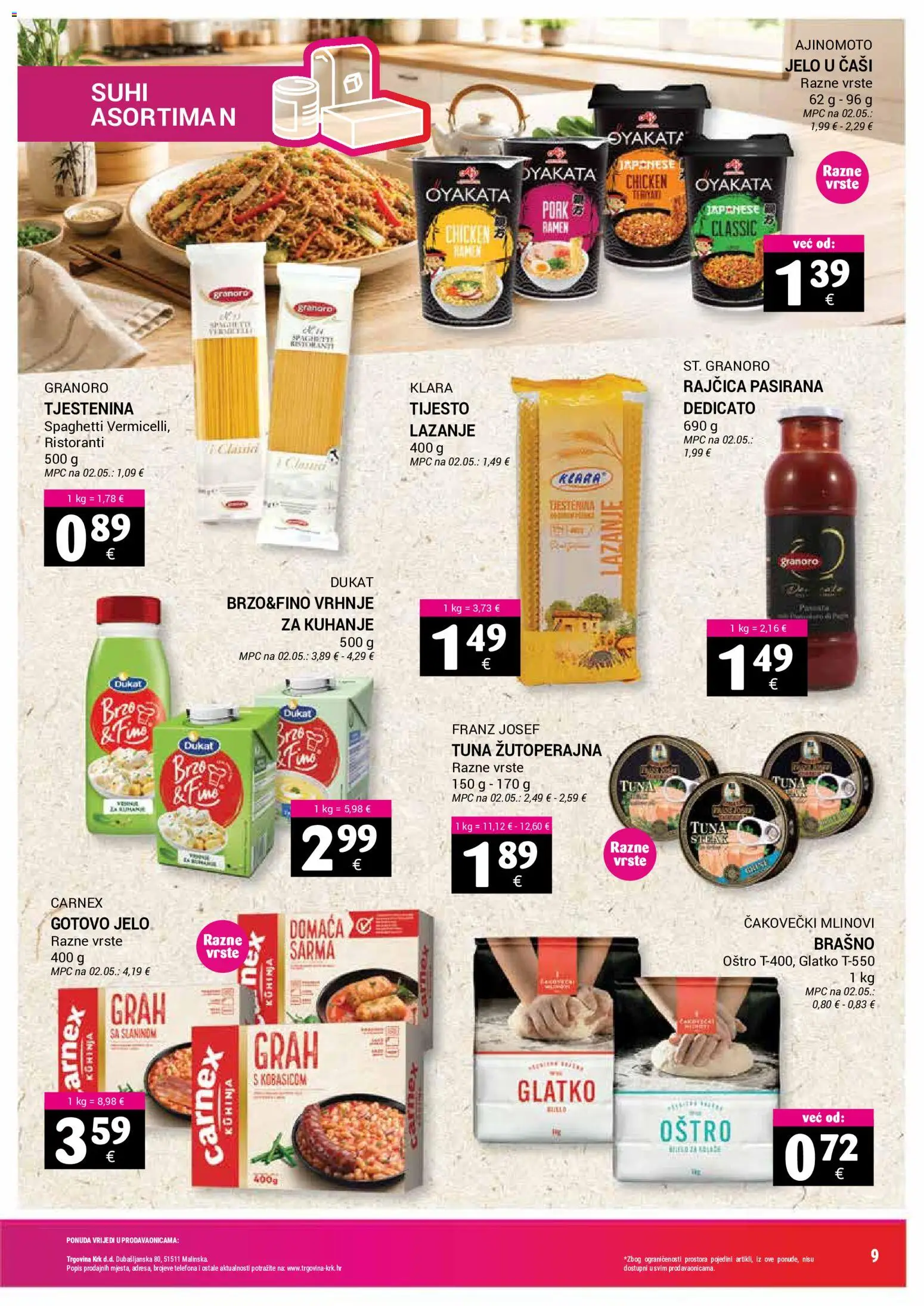 Trgovina Krk katalog | vrijedi od 01.08.2026 | Stranica: 9 | Proizvodi: Grah, Tjestenina, Rajčica, Kuhinja