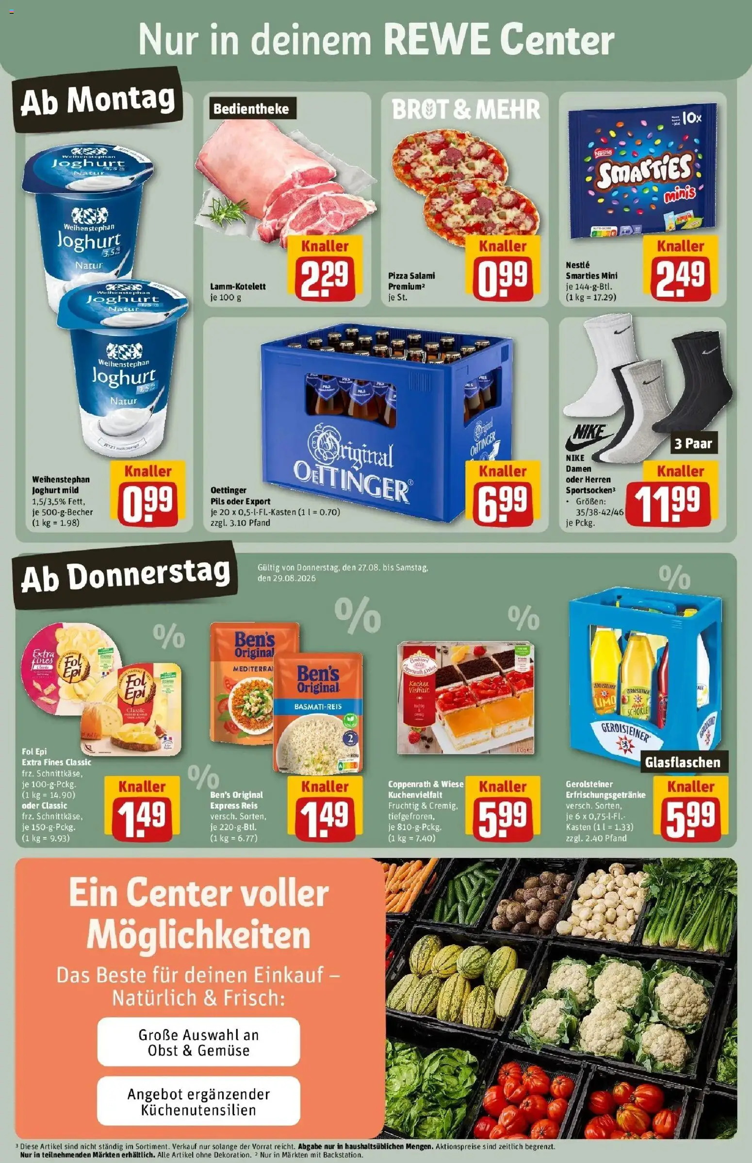 REWE Prospekt ab 24.08.2026 zum Blättern » Angebote | Seite: 3 | Produkte: Joghurt, Smarties, Brot, Kuchen
