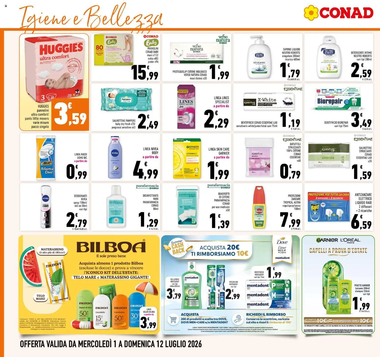 Volantino Conad del 01/07/2026 | Pagina: 22 | Prodotti: Crema, Pannolini, Dentifricio, Intimo