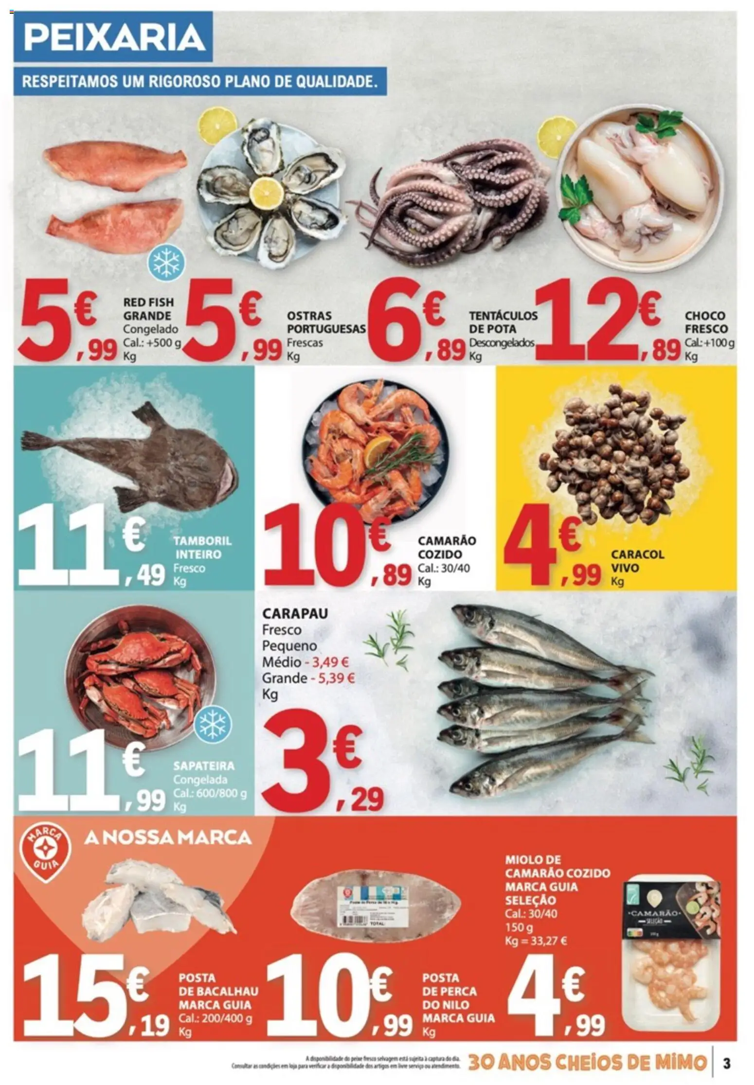 E.Leclerc folheto │ válido de 13/08/2026 | Página: 3 | Produtos: Ostras, Bacalhau, Perca, Camarão
