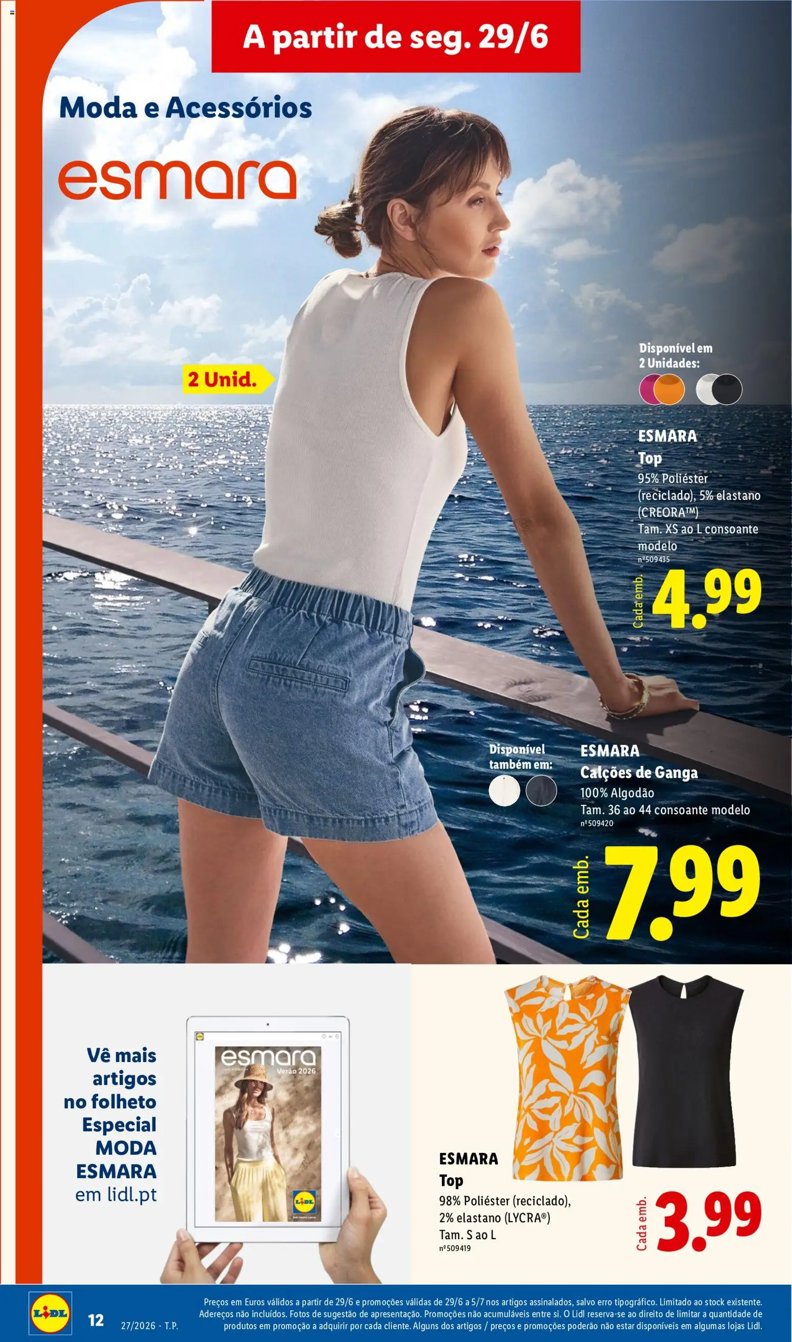 Lidl Novidades │ válido de 29/06/2026 | Página: 12 | Produtos: Top, Algodão, Calções