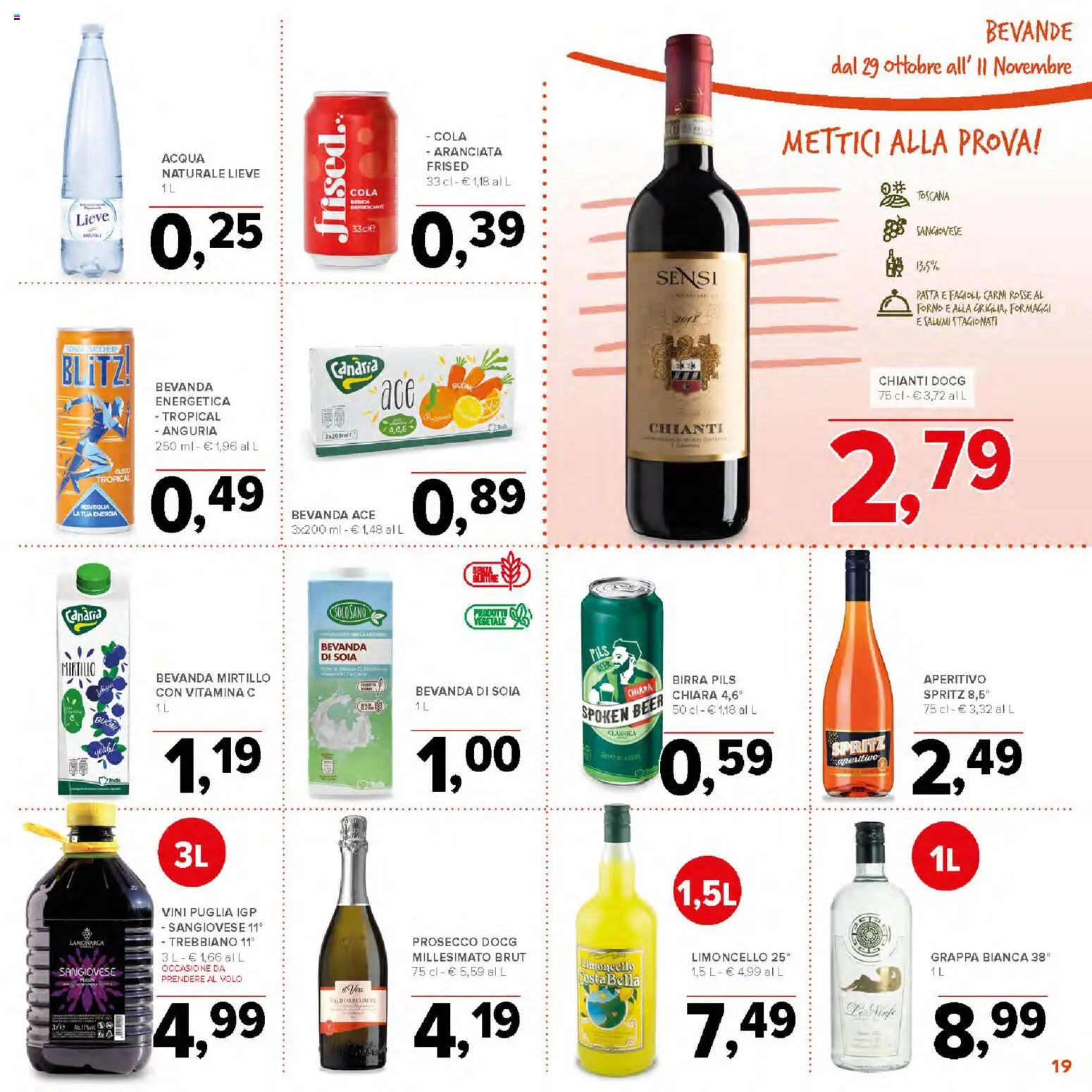 Volantino Todis del 29/10/2026 | Pagina: 19 | Prodotti: Birra, Prosecco, Forno, Grappa