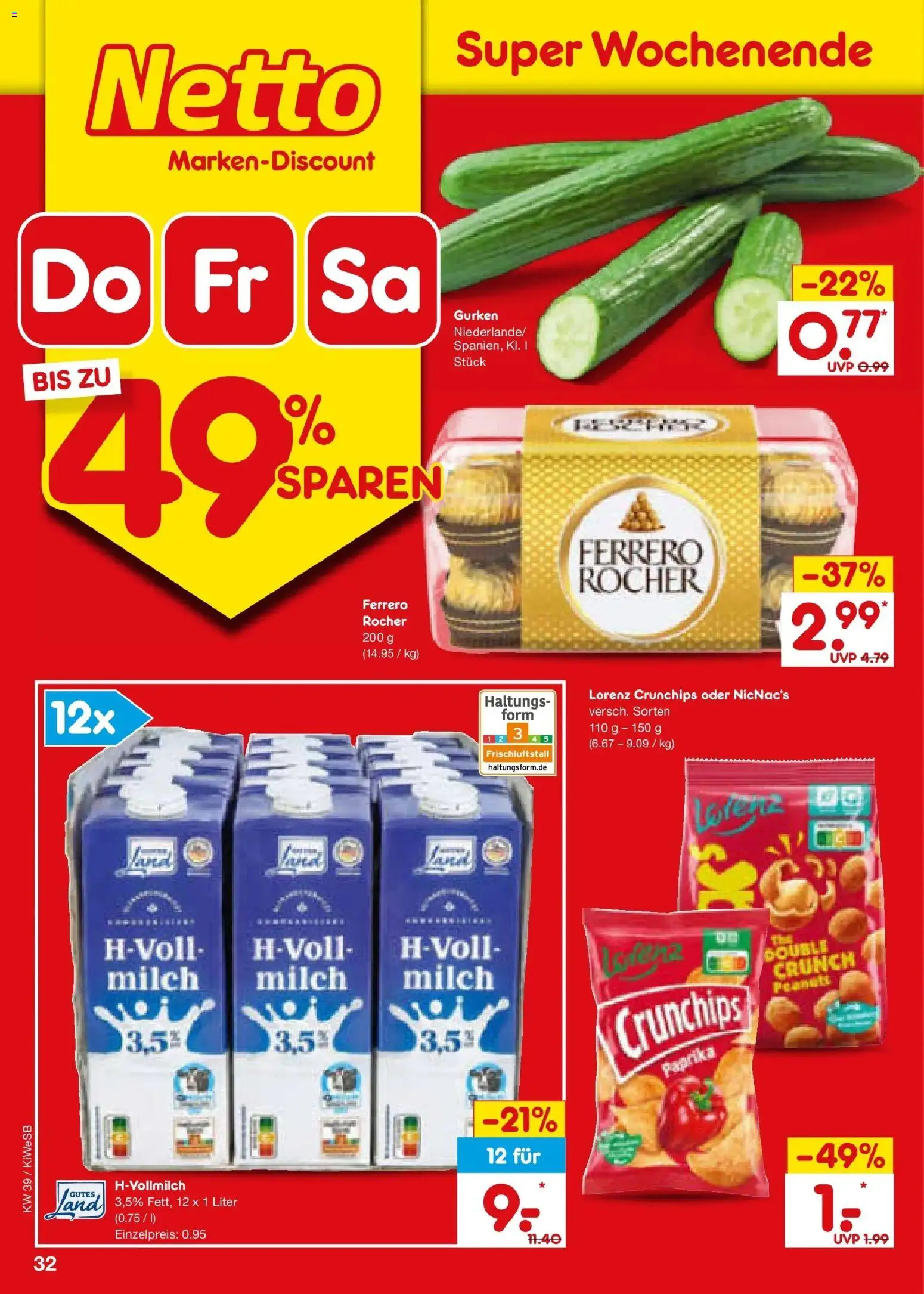 Netto Marken-Discount Prospekt Bad Friedrichshall – gültig ab 21.09.2026 | Seite: 46 | Produkte: Ferrero rocher, Paprika, Lorenz crunchips, Gurken