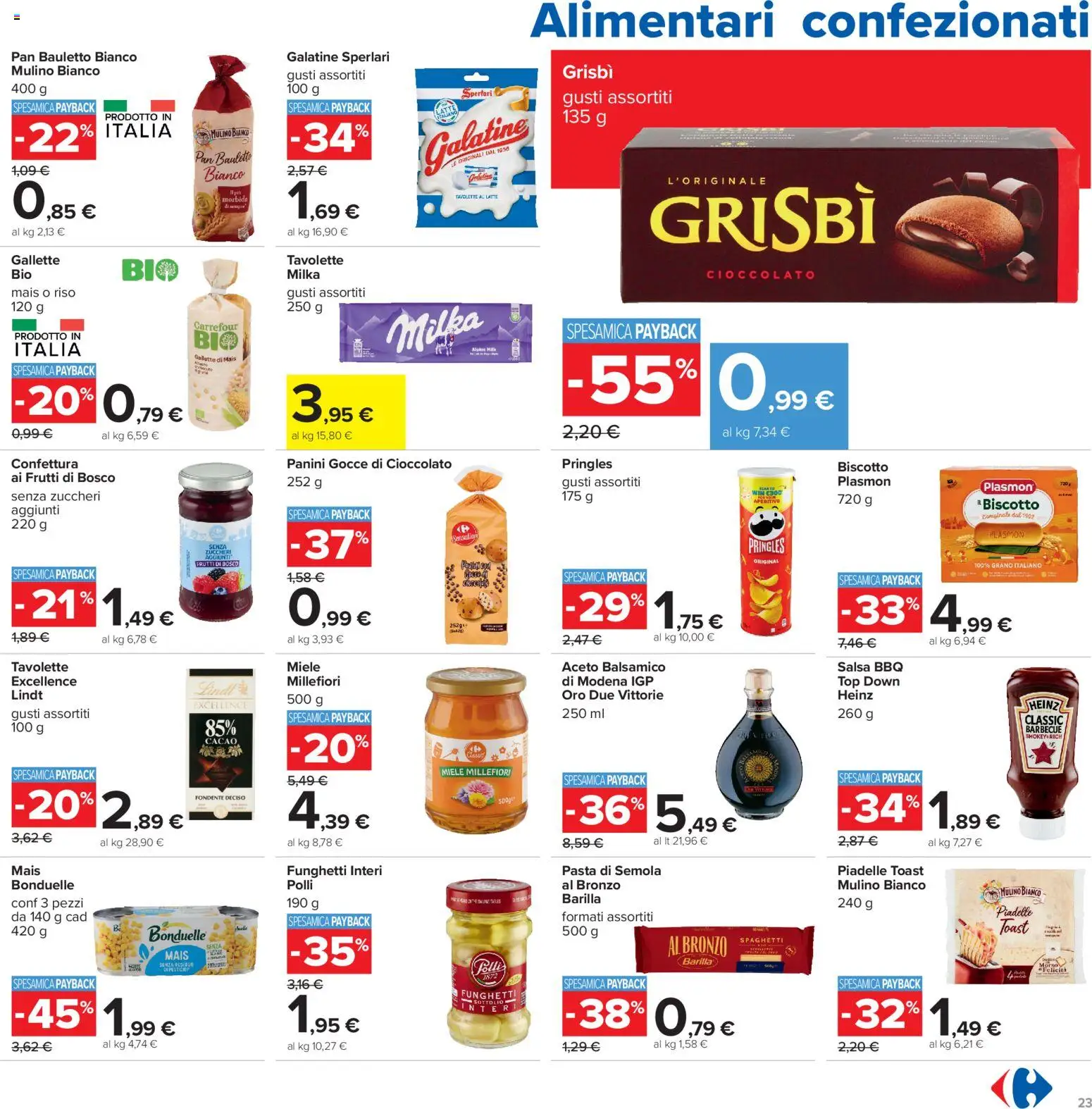 Volantino Carrefour del 04/09/2026 | Pagina: 23 | Prodotti: Cioccolato, Mais, Miele, Spaghetti