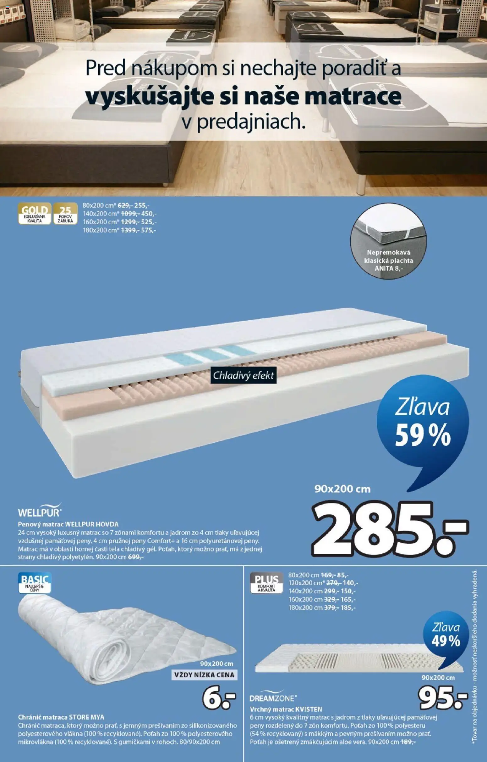 Nové JYSK akcie – leták je platný od 21.10.2026 | Strana: 9 | Produkty: Matrace, Matrac, Plachta, Vrchný matrac