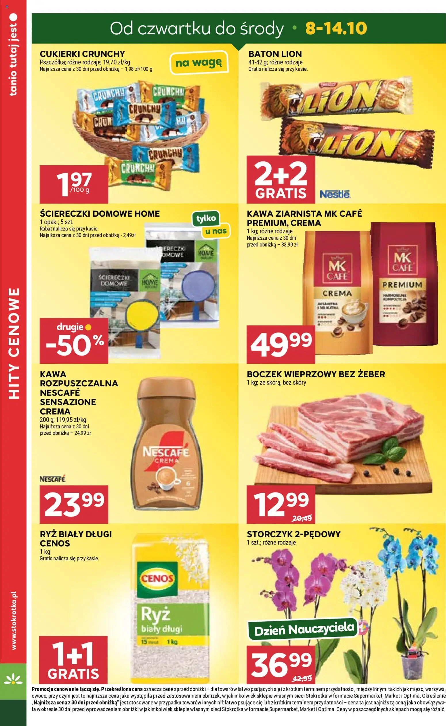Stokrotka gazetka od 08.10.2026 | Strona: 4 | Produkty: Stokrotka, Ryż biały, Ściereczki, Storczyk
