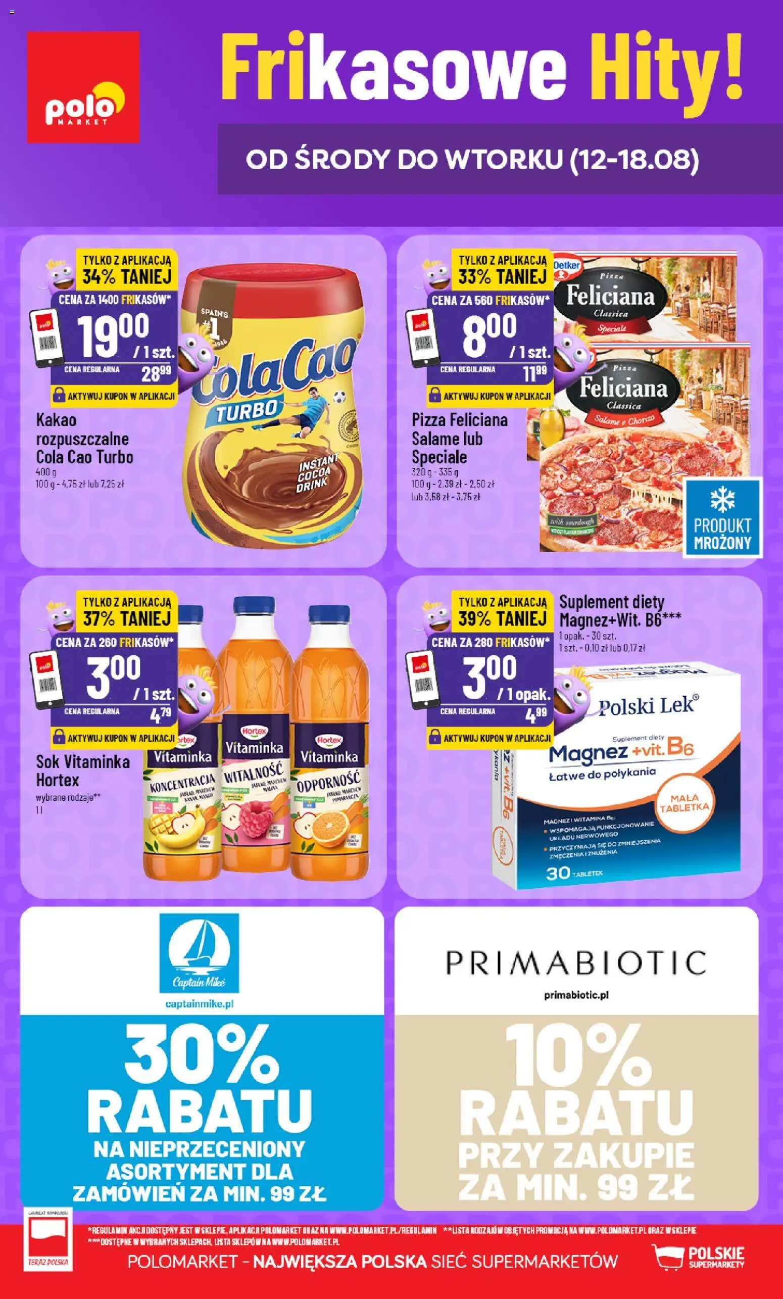 POLOmarket gazetka - Frikasowe Hity od 12.08.2026 | Strona: 1 | Produkty: Chorizo, Pizza, Sok, Pizza Feliciana